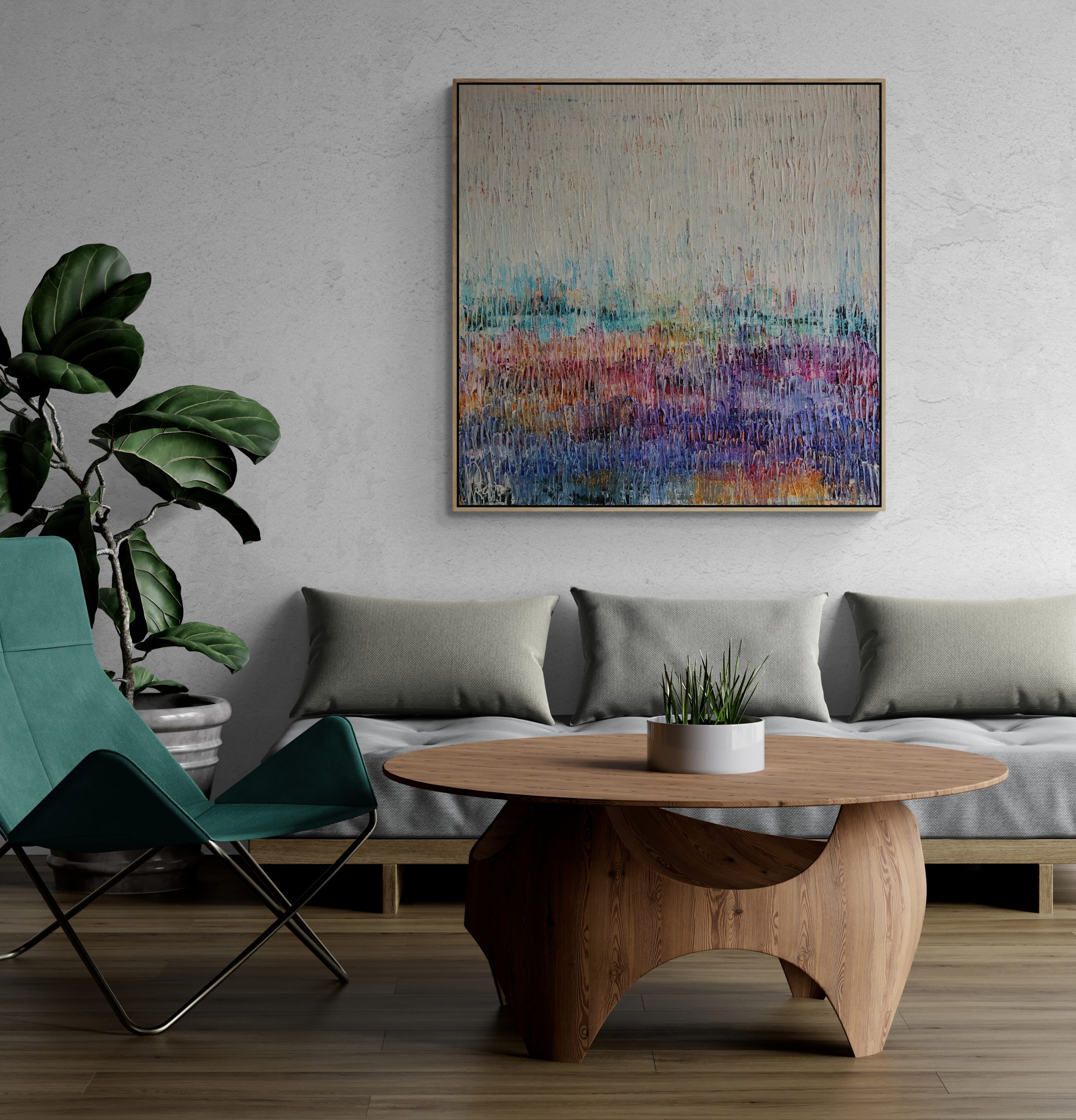 Modern Living Room With Tropical Plant