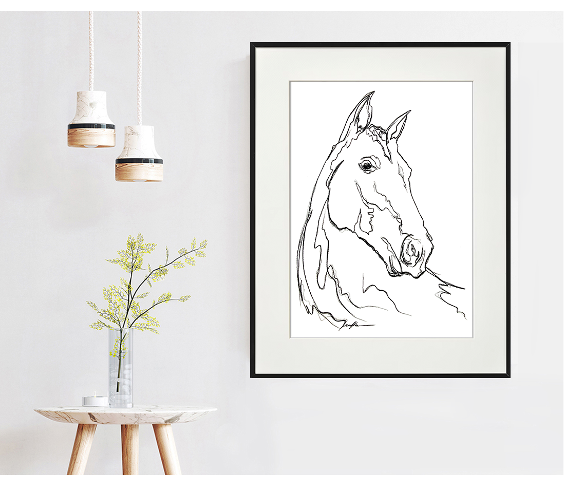 Sydney Artist Leni Kae Horse Line Art Interior Design 3