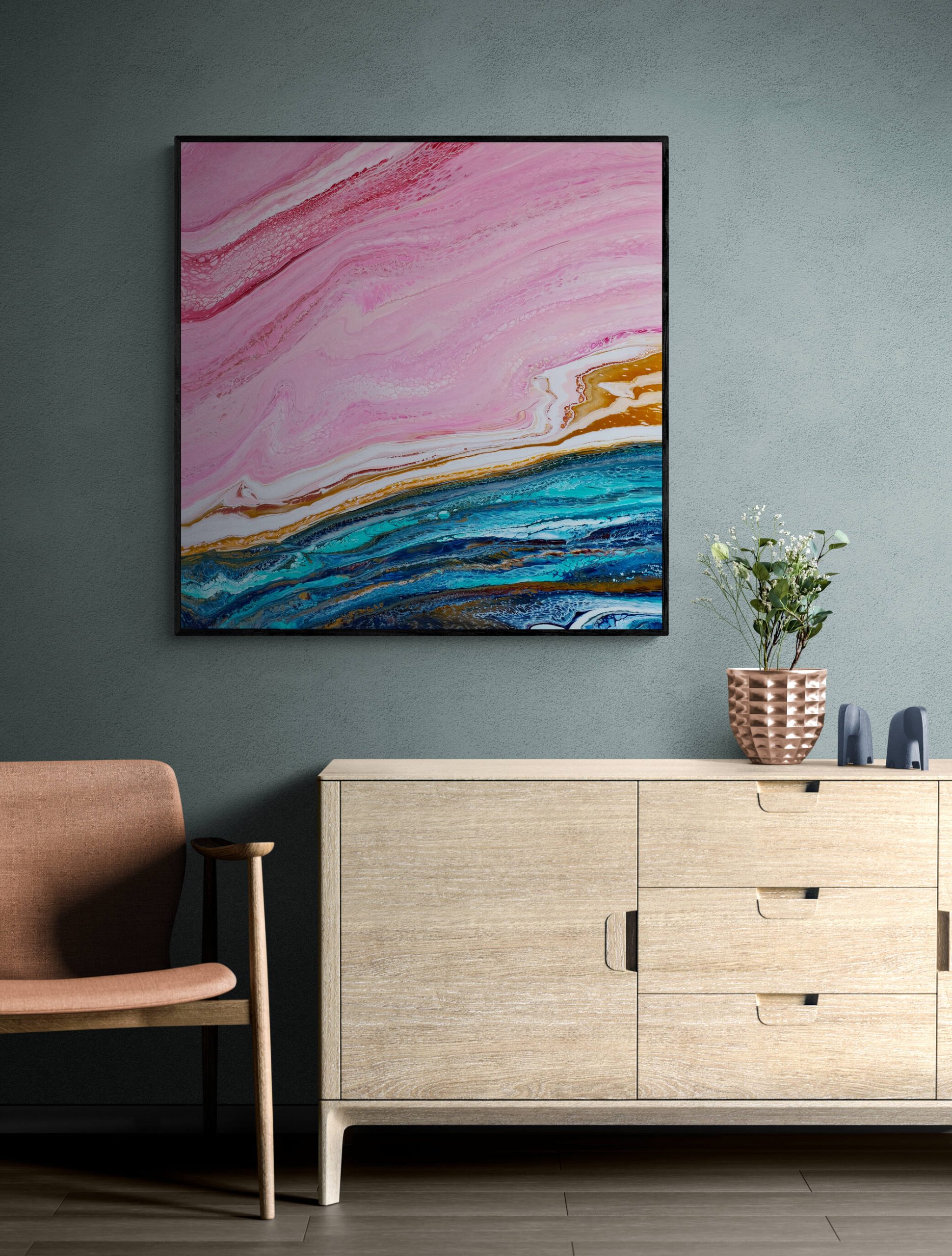 Chair Next To Solid Wood Cabinet