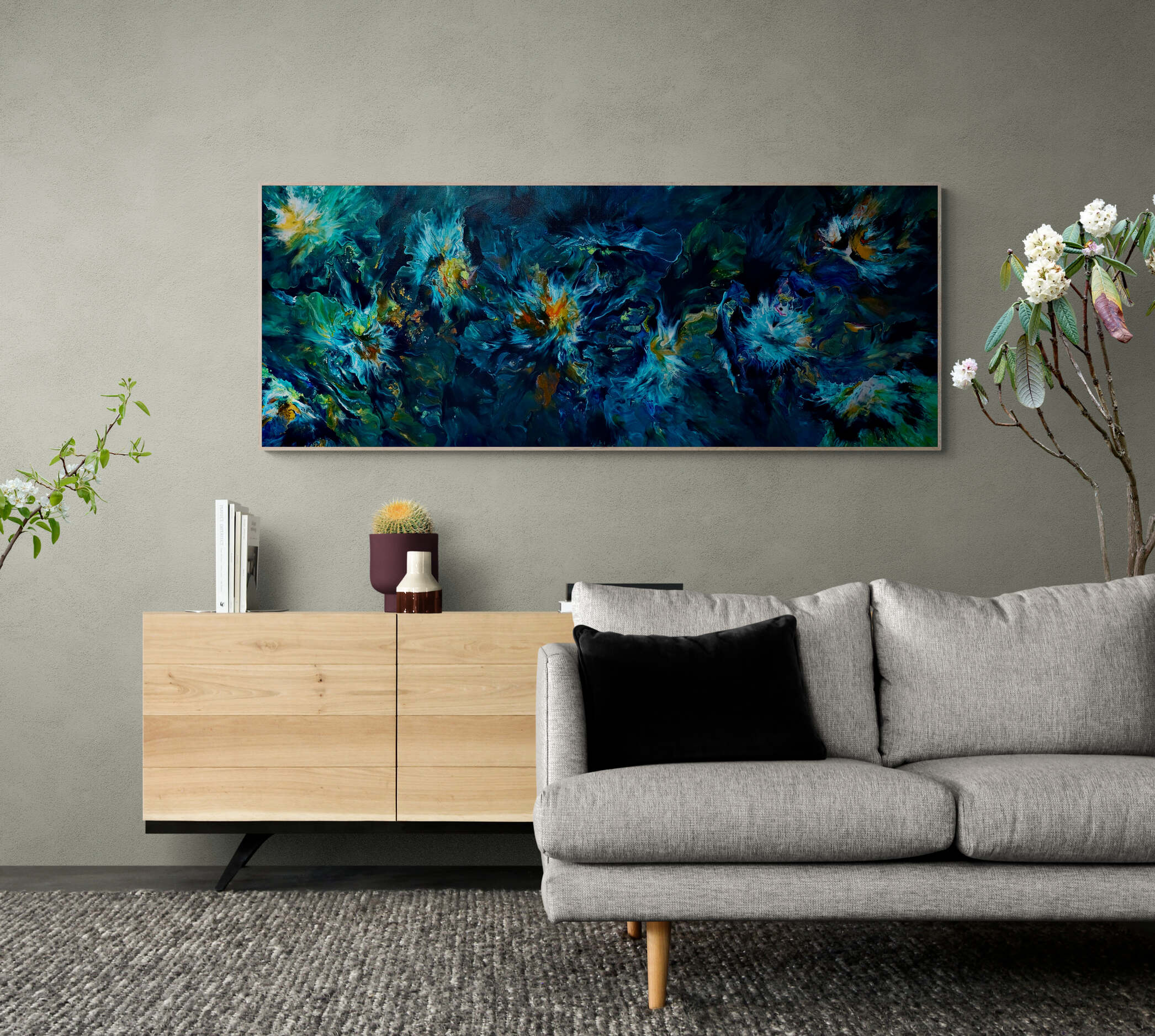 Living Room With Cabinet And Plants 4