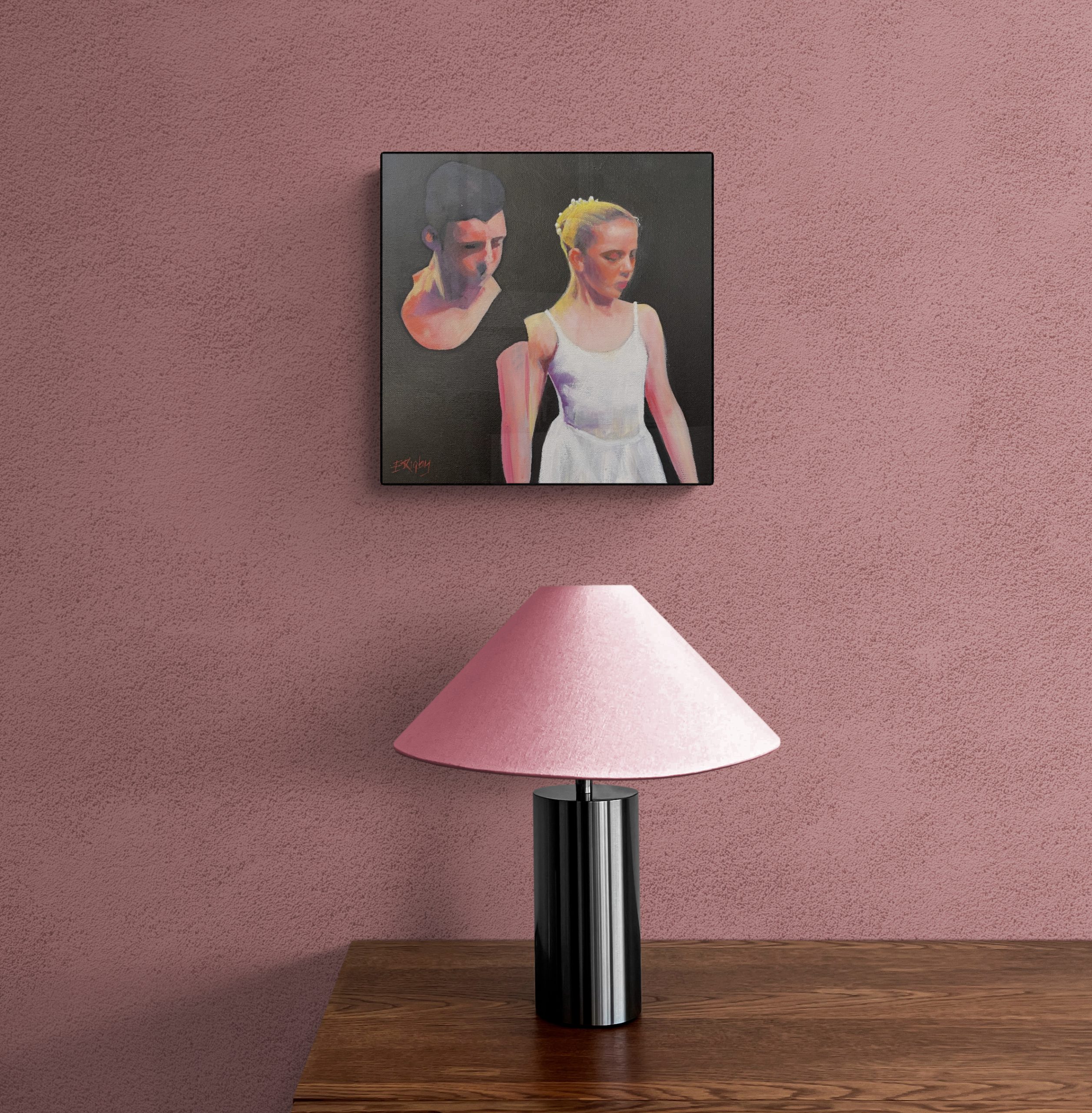 Small Lamp Sitting On Cabinet