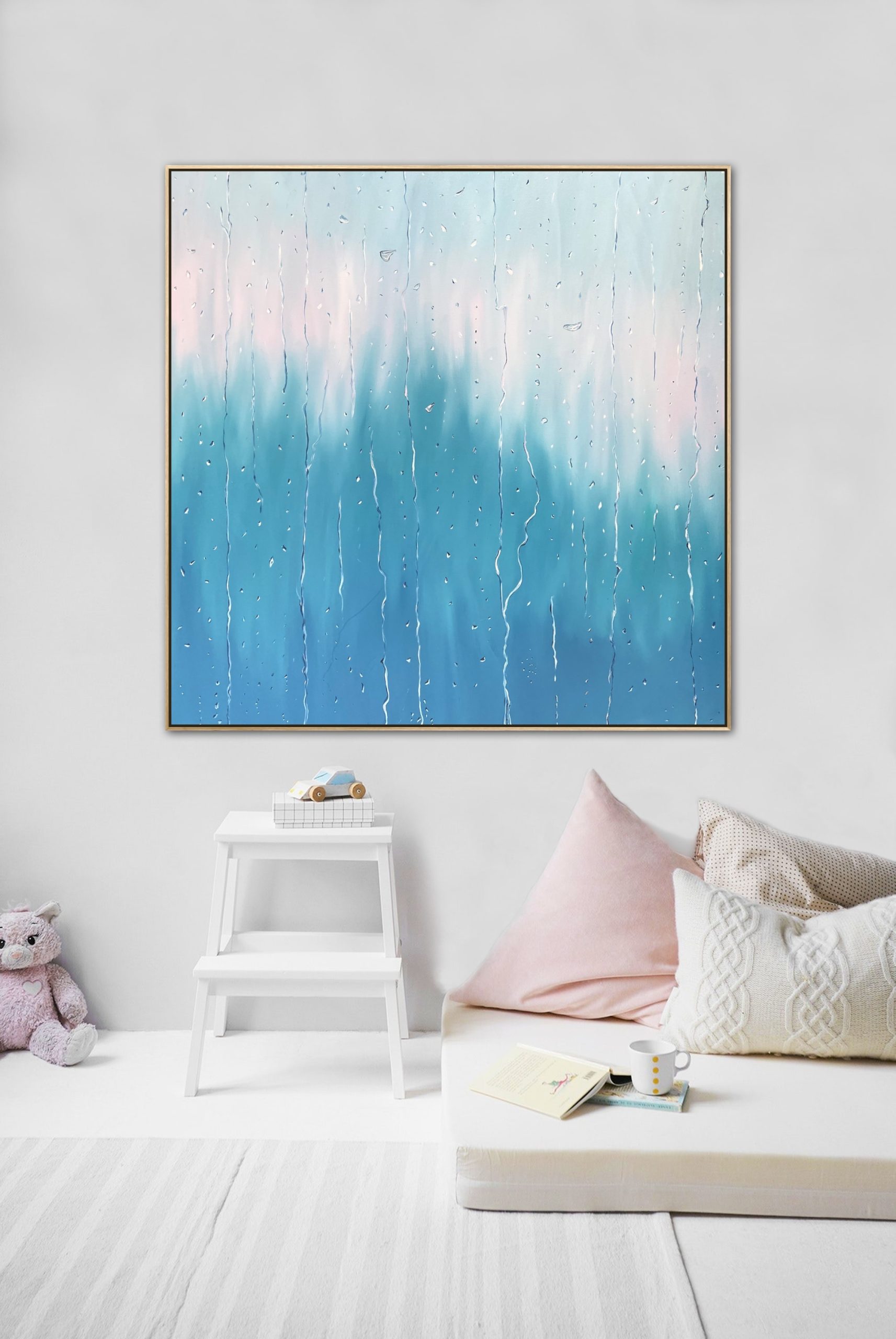 Alanah Jarvis Nursery Painting Raindrops Pink And Turquoise