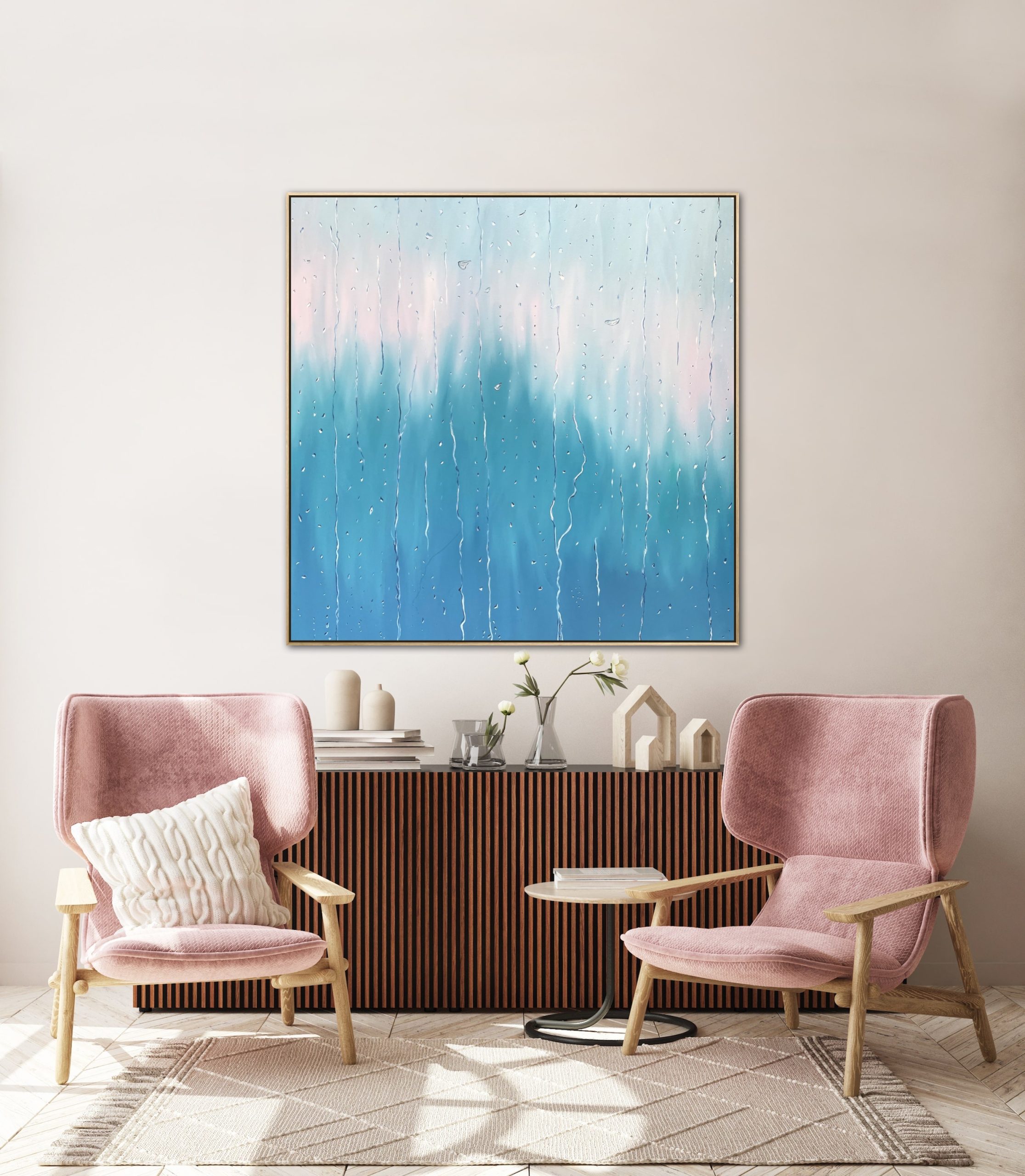 Alanah Jarvis Raindrop Painting Pink Interior