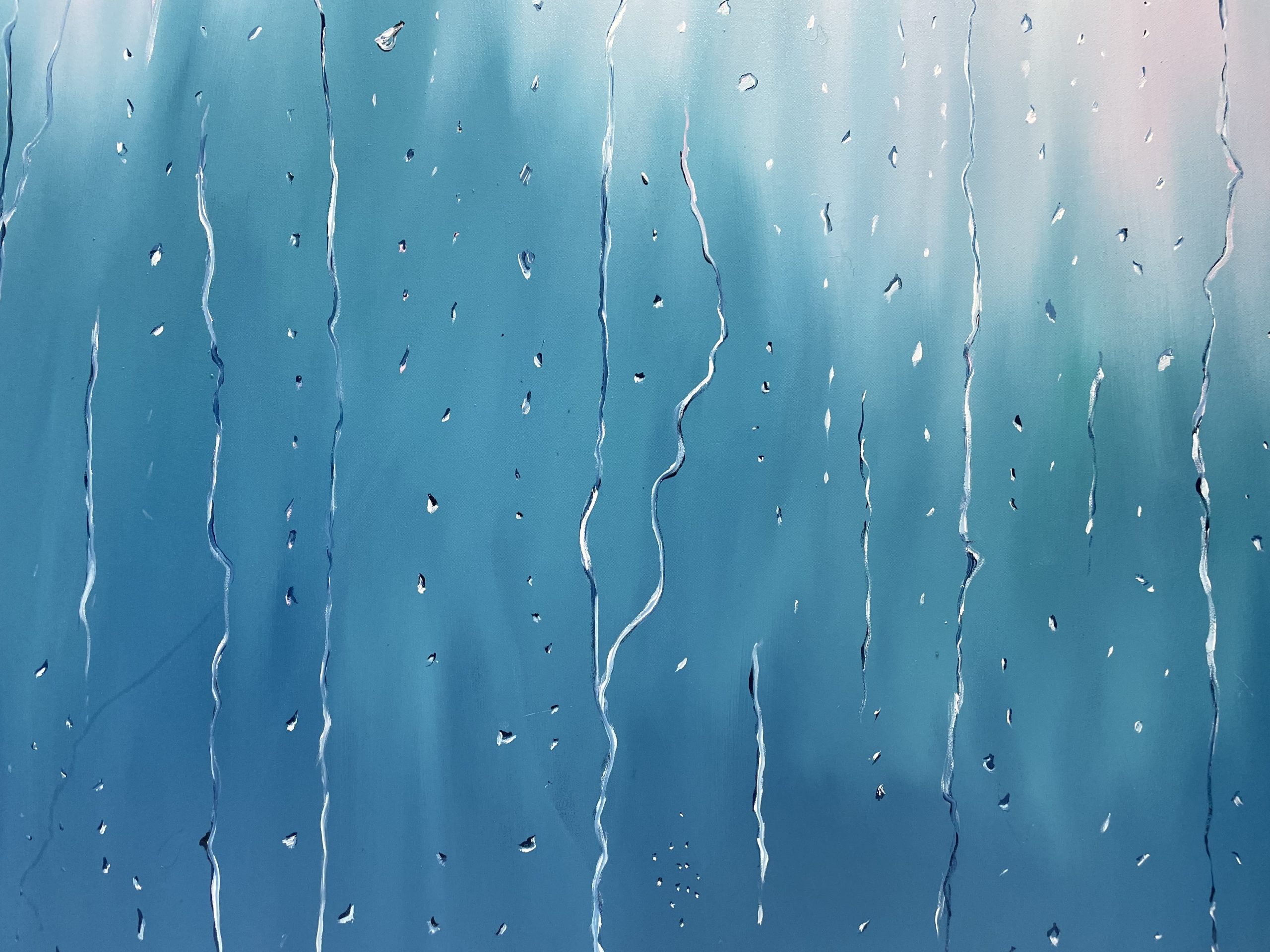 Close Up Alanah Jarvis Rain Painting Turquoise Raindrops