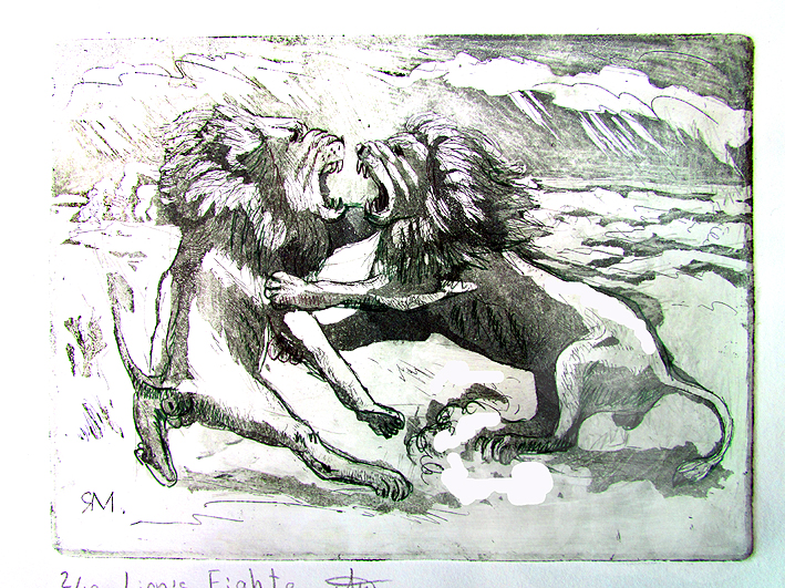 Lions Fight Ltd Ed Print