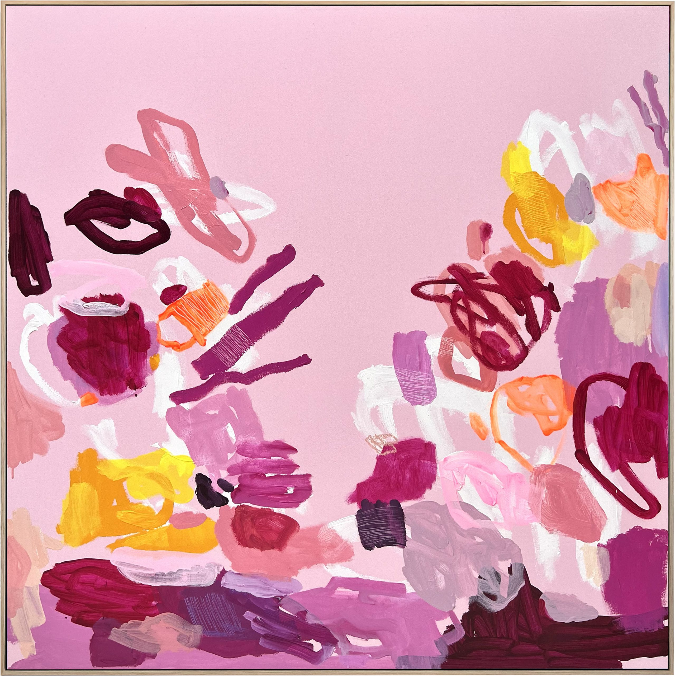 Swimming With Me Baby Rebecca Koerting Pink Modern Abstract Framear