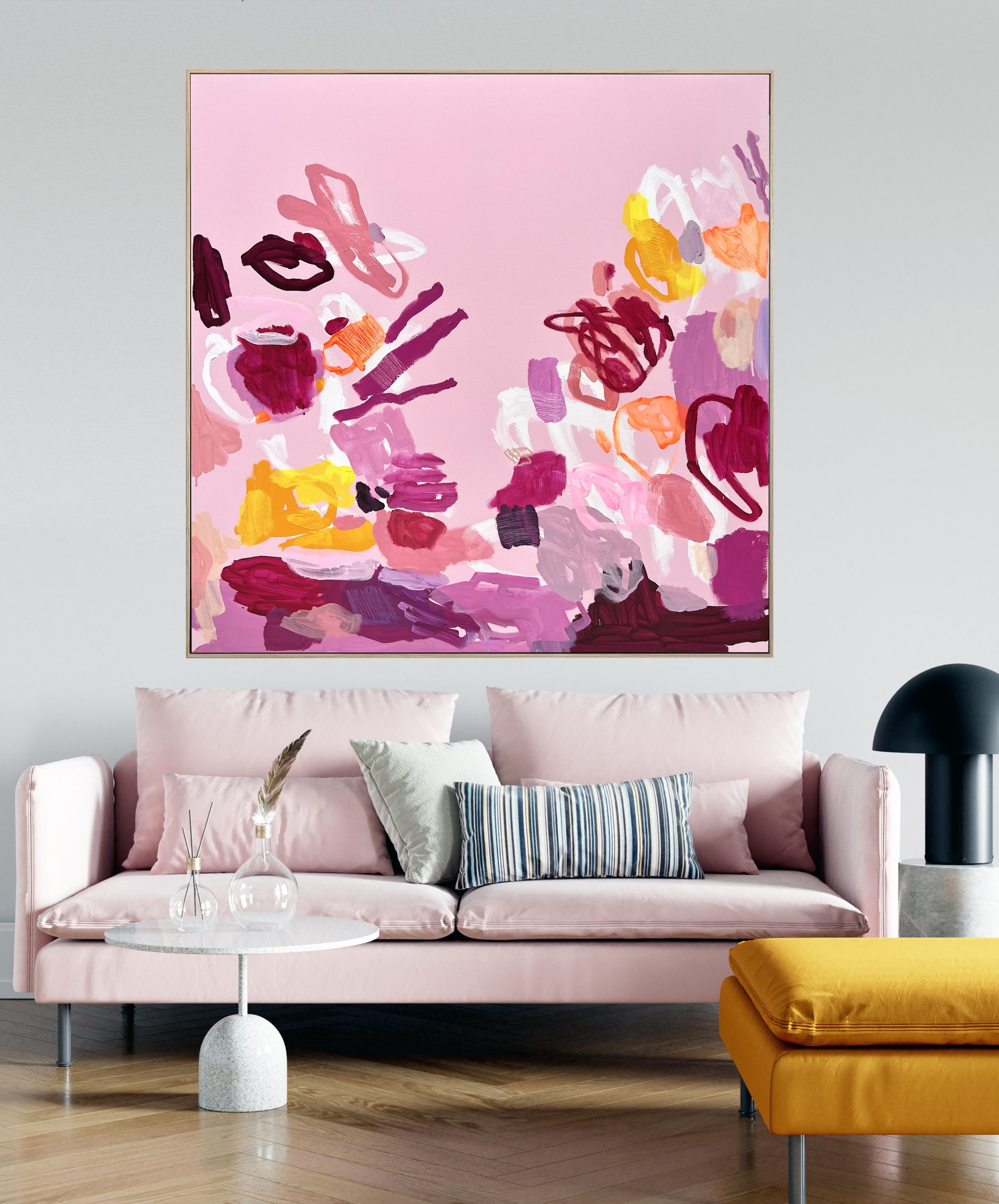 Swimming With Me Baby Rebecca Koerting Pink Modern Abstract Insitu Lg 1 Copy