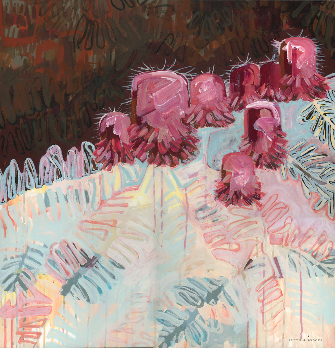 Lr 00 Banksia Moment Ii Smith And Brooks Art Australian Botanical Artist Abtract Floral Art For Interior Designers Art For Your Home Fine Art Prints Sustainable Art Affordable Art