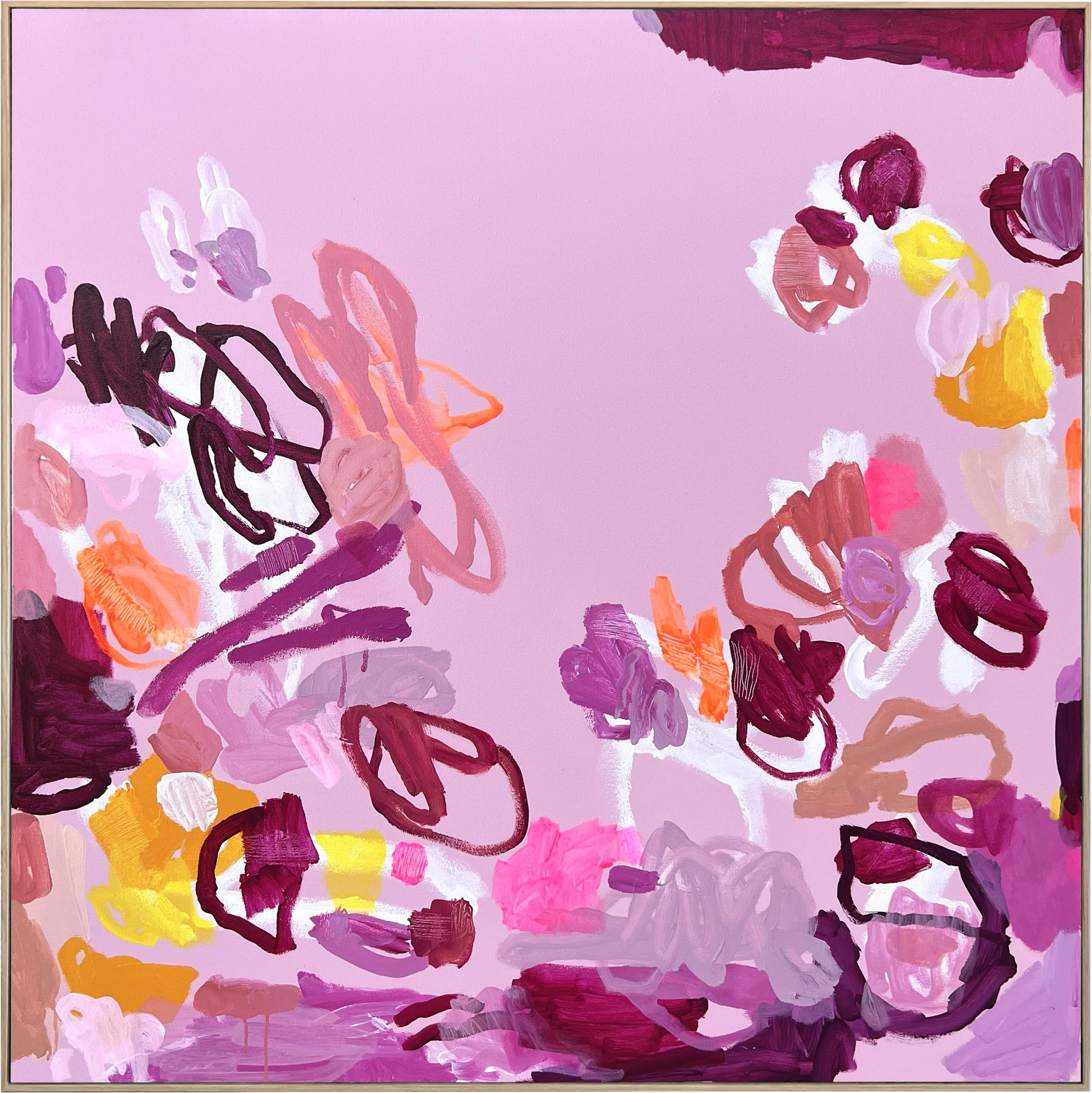 I Swam With My Eyes Open Rebecca Koerting Pink Modern Abstract Frame Ar