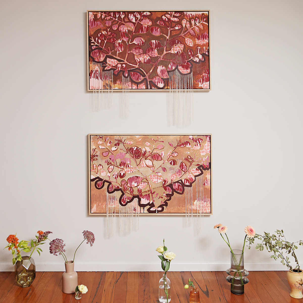 Lr 53 Virid Combos Smith And Brooks Abtract Landscape Art Art For Interior Deisgners Ready To Hang Red And Brown Art Framed Canvas Art Australian Artist Mixed Media