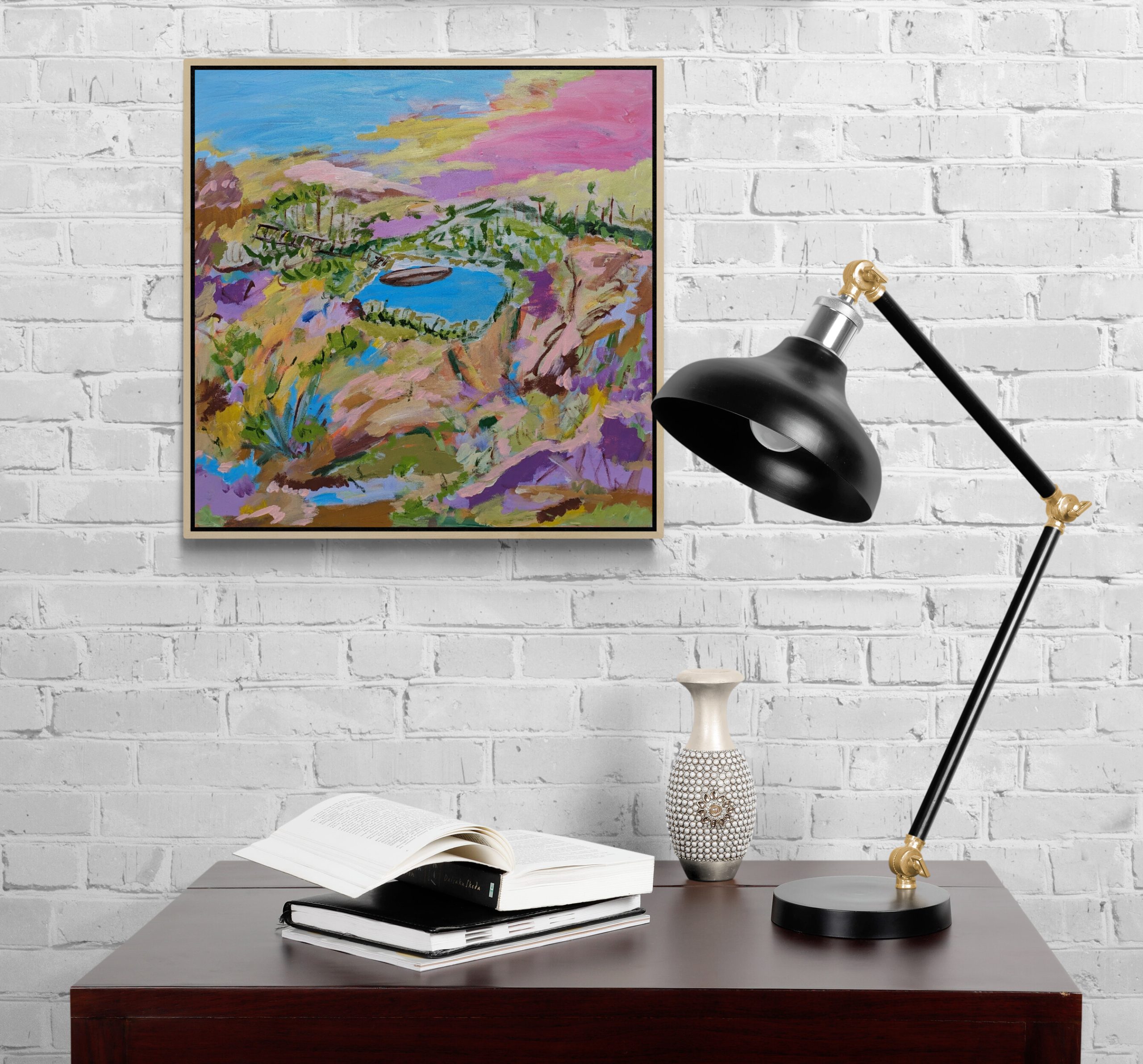 Small Desk With Black Lamp