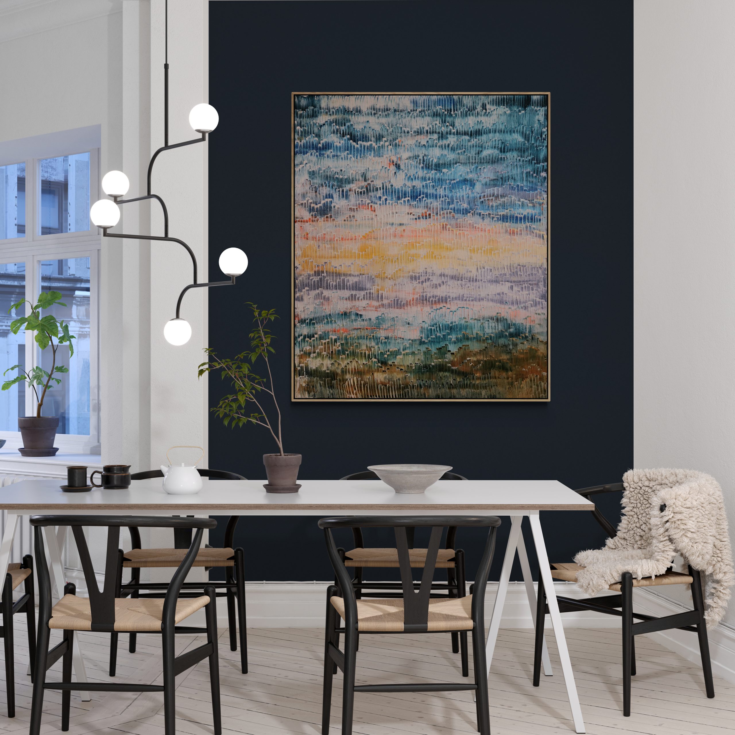 Dining Room With Hanging Lights (2)