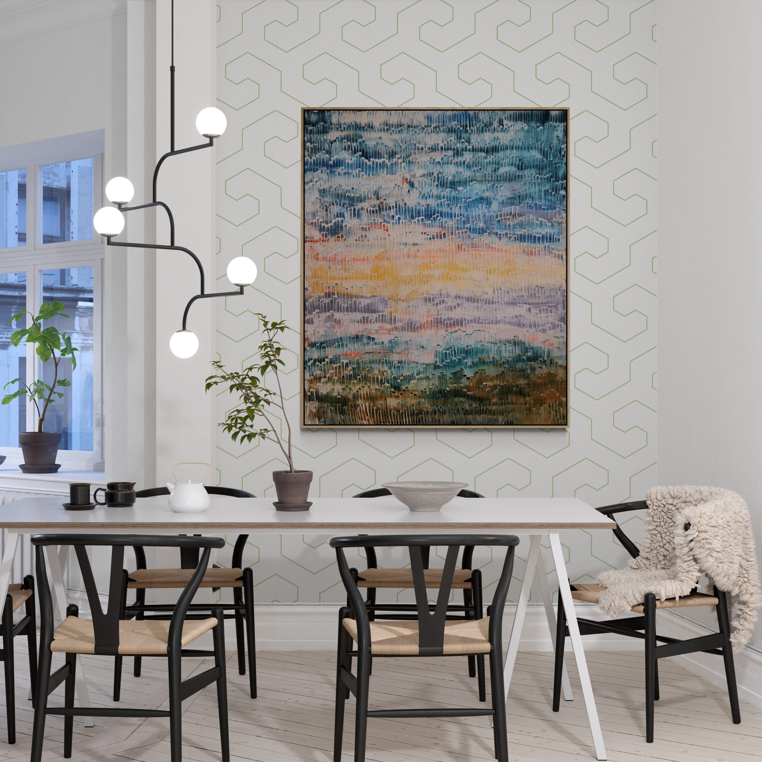 Dining Room With Hanging Lights (1)