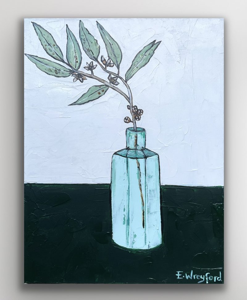 Eucalyptus in the blue glass vase