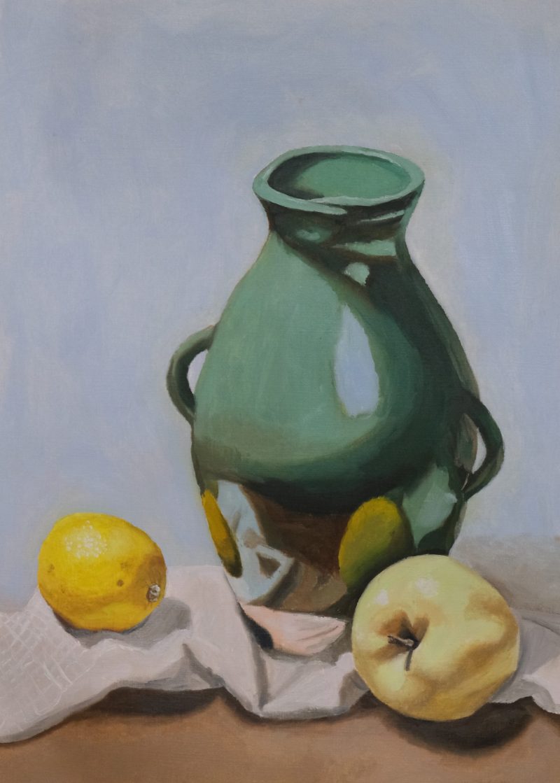 Ceramic vase with fruit