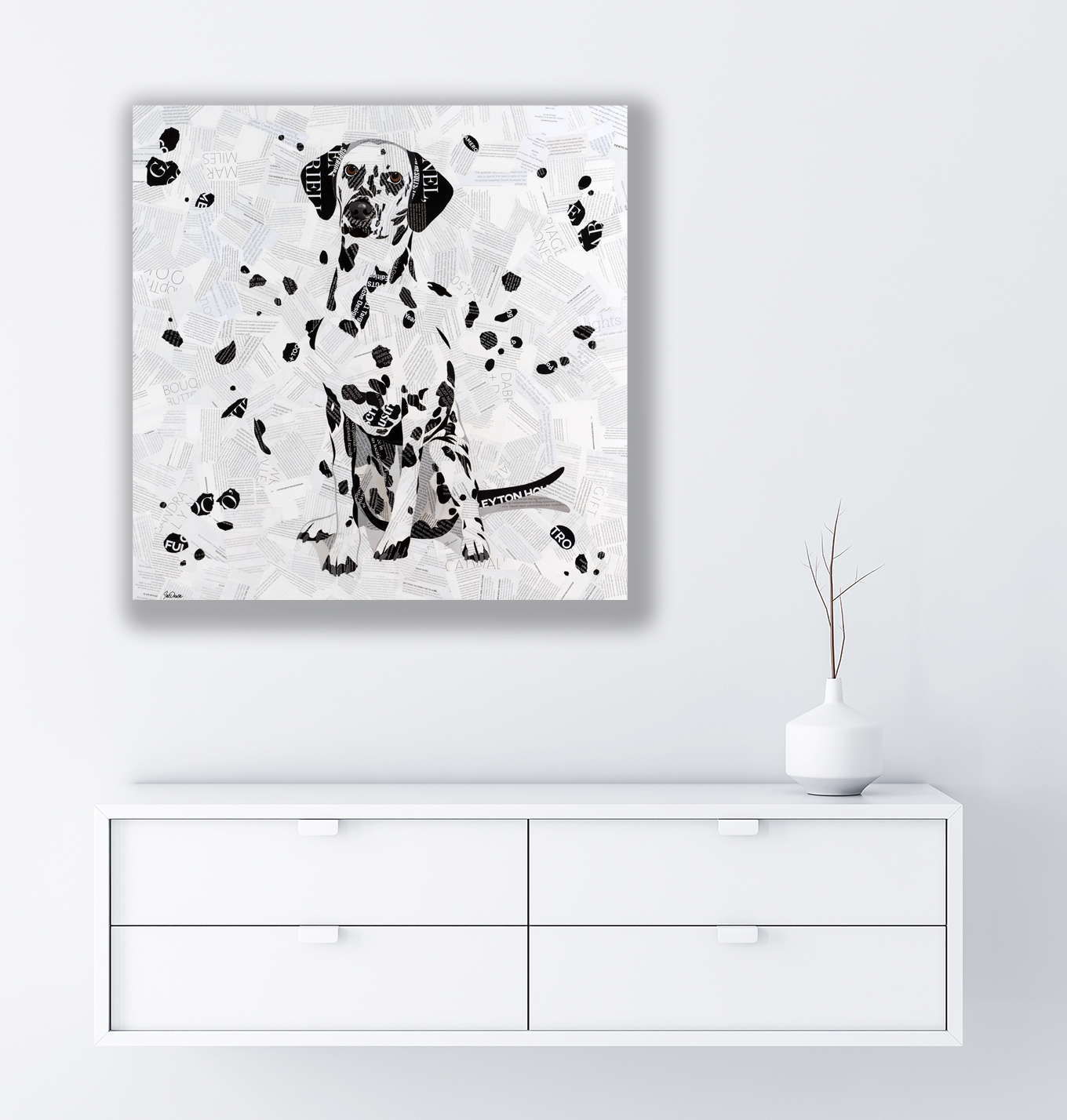 White Empty Room Wall Mockup With Console And Vase Decor