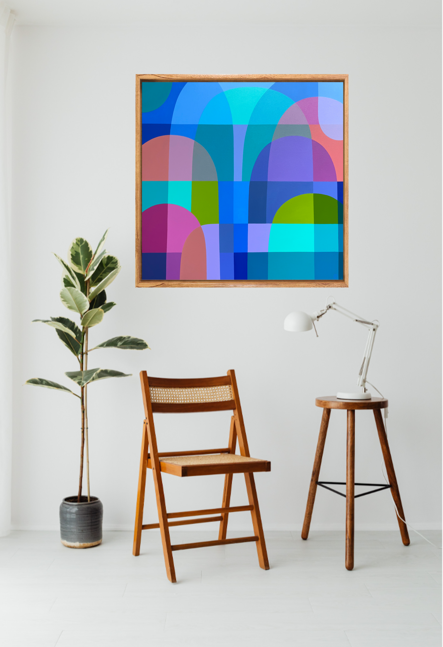 Charlotte De Pace Seaside Melody Insitu Above Chair Art Lovers Australia