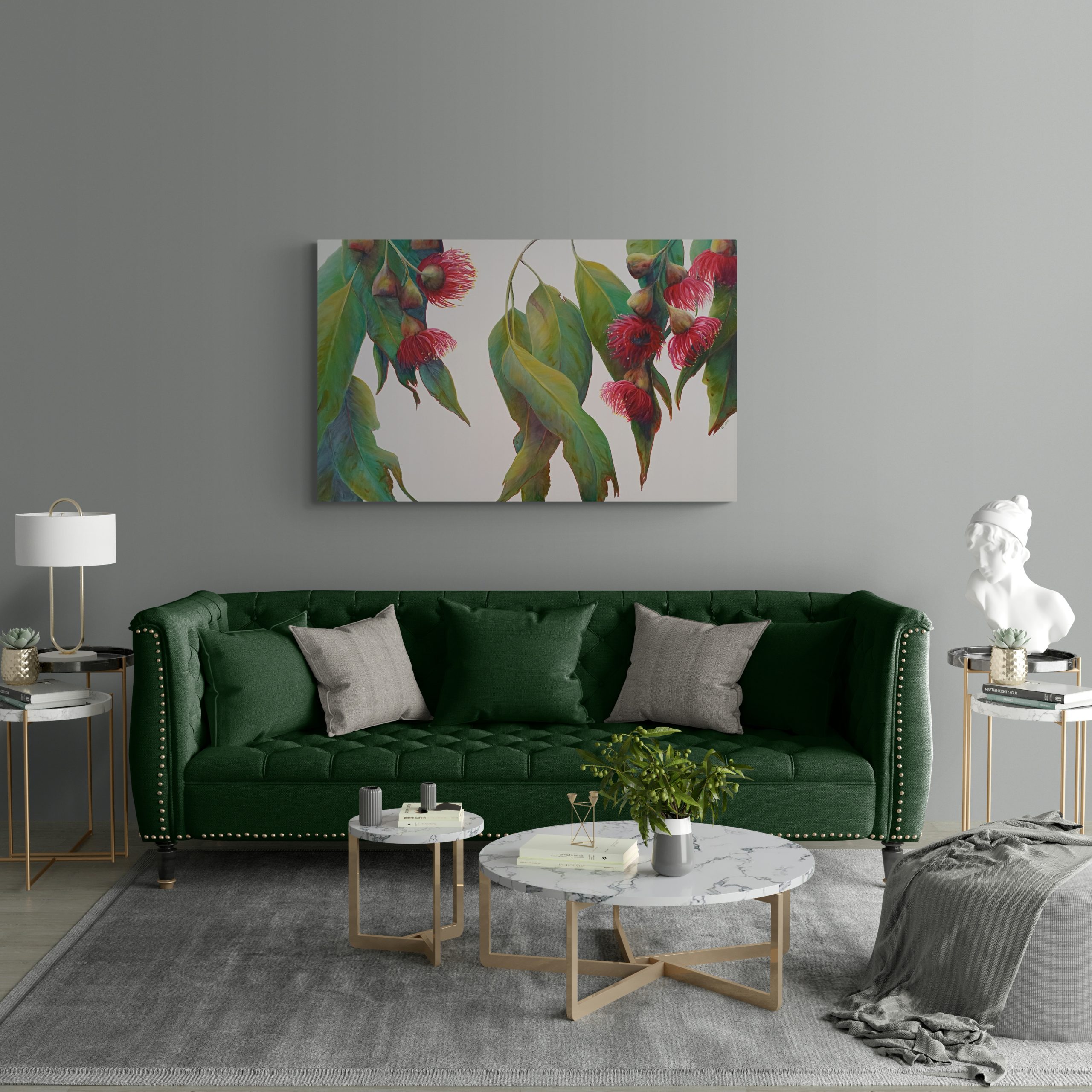 Fancy Living Room With Modern Bust