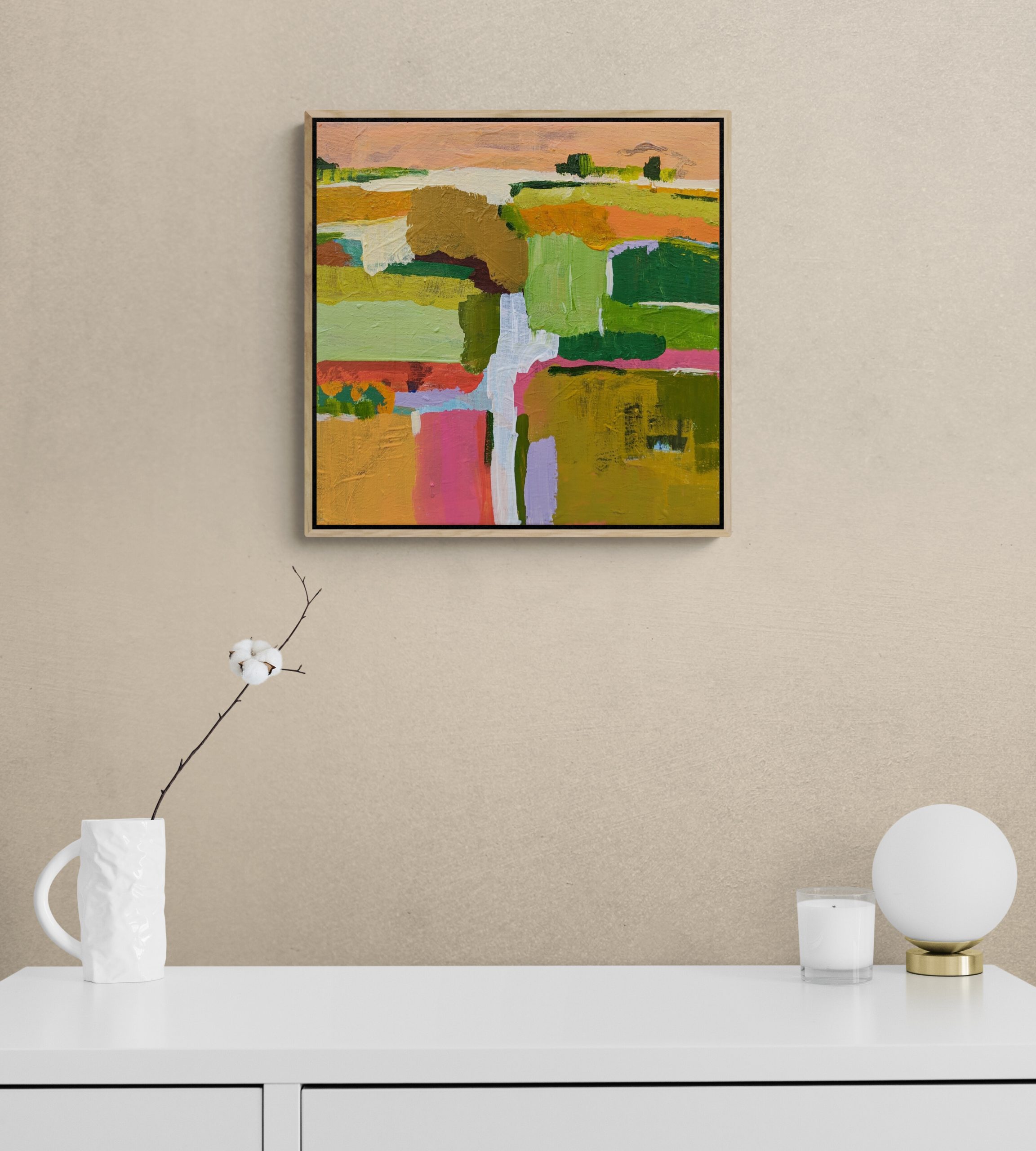 White Cabinet With Lamp And Dried Cotton (3)