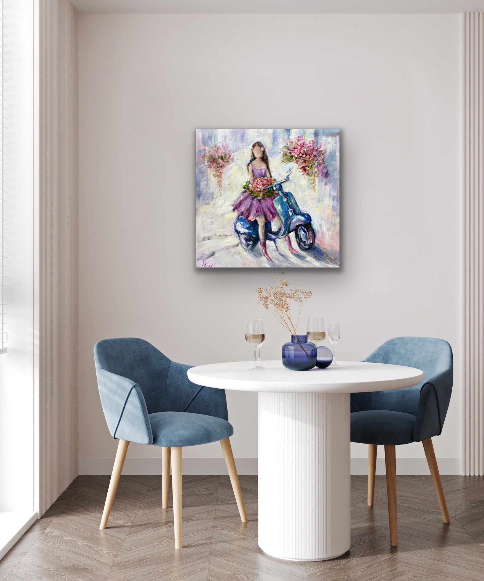 Vespa Girl And Flowers Insitu 3