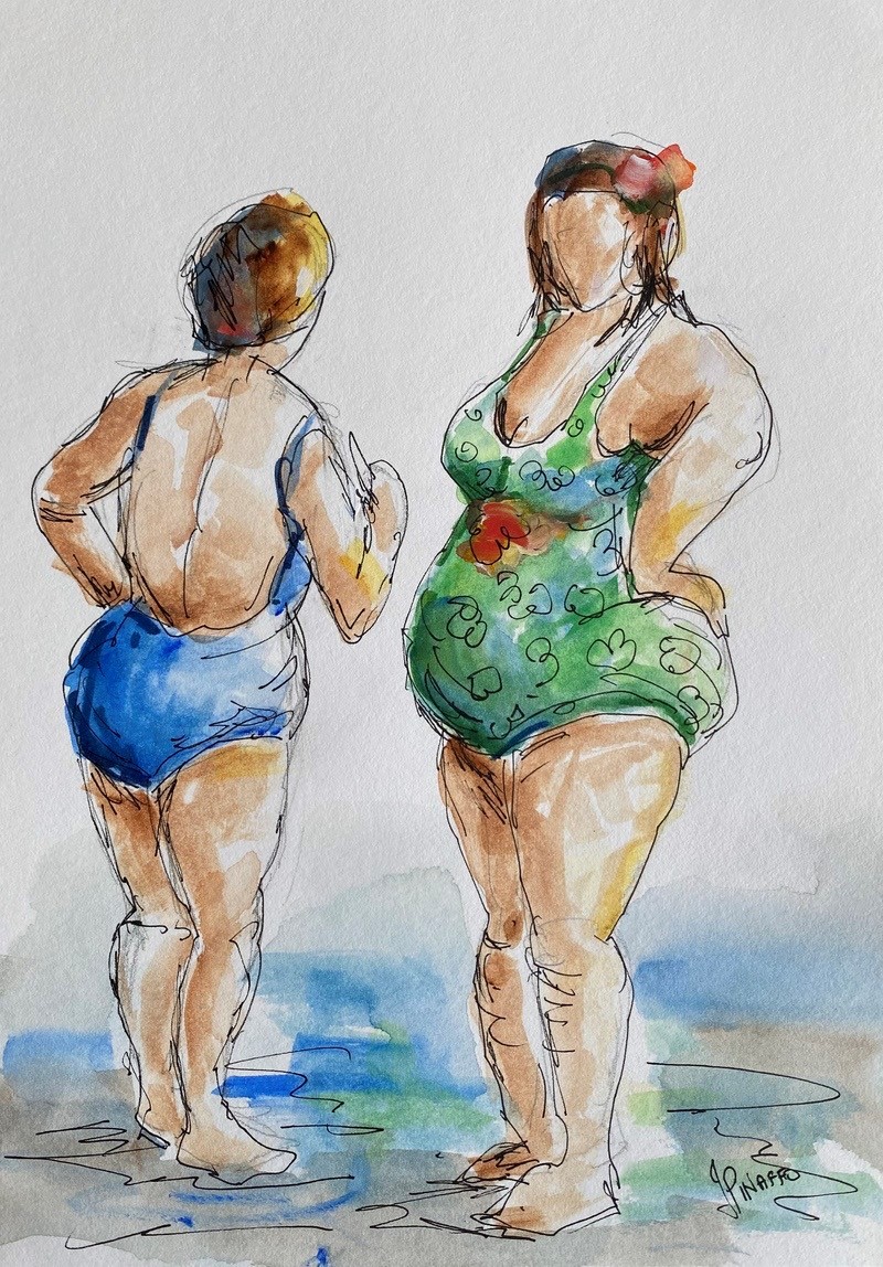Chatting at the beach #3 (Framed)