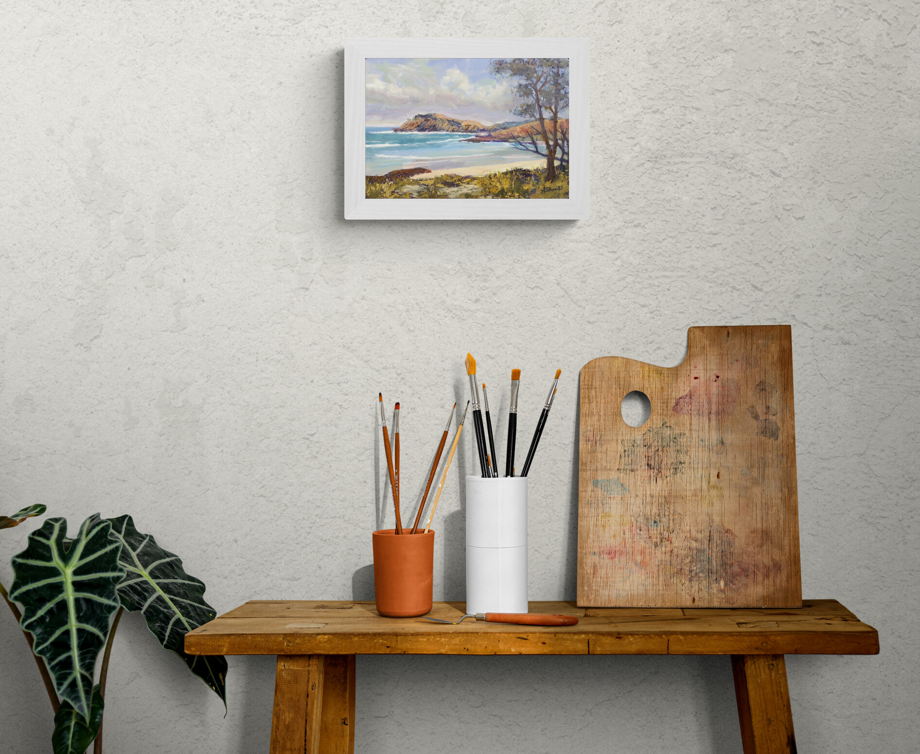 Artists Side Table With Brushes And Palette (4)