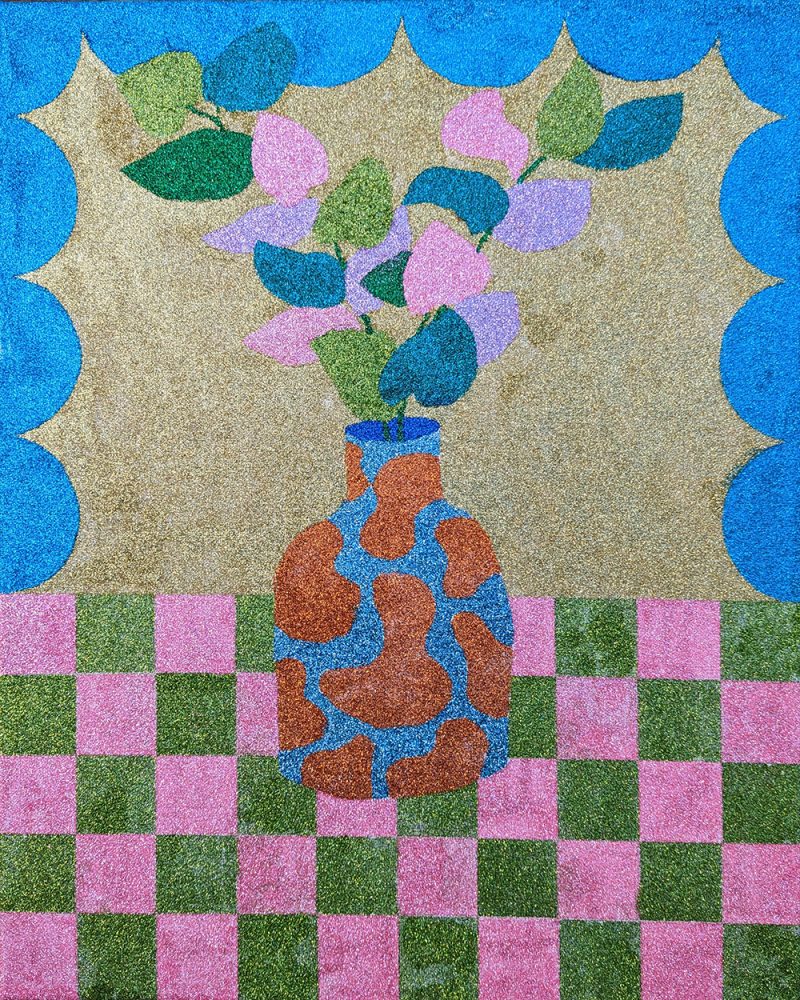 Animal Print Vase with Eucalyptus