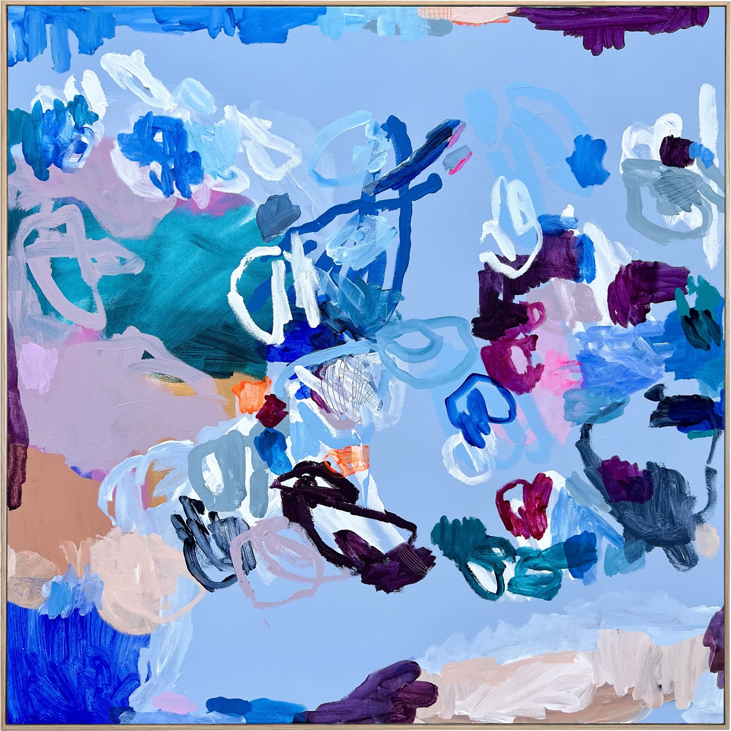 Explore The World With Me Rebecca Koerting Blue Modern Abstract Frame Ar