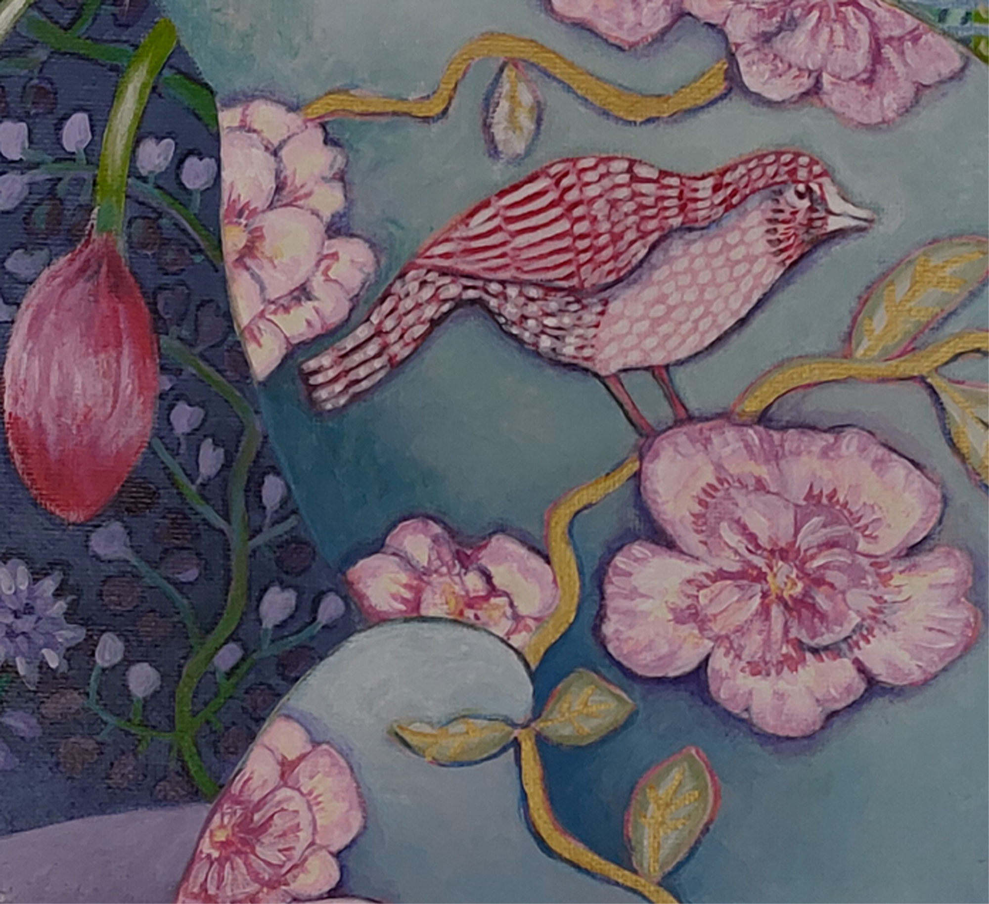 Fionathorningcatwithtulipsdetailone