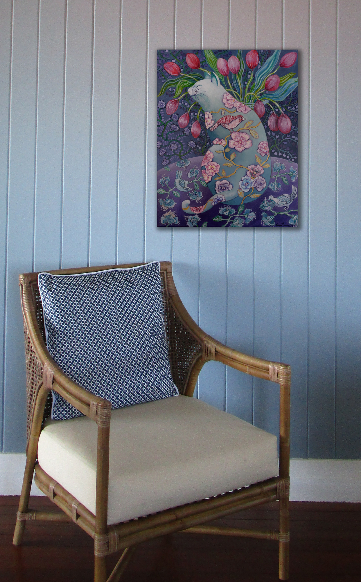 Fionathorningcatwithtulipsinsitutwo