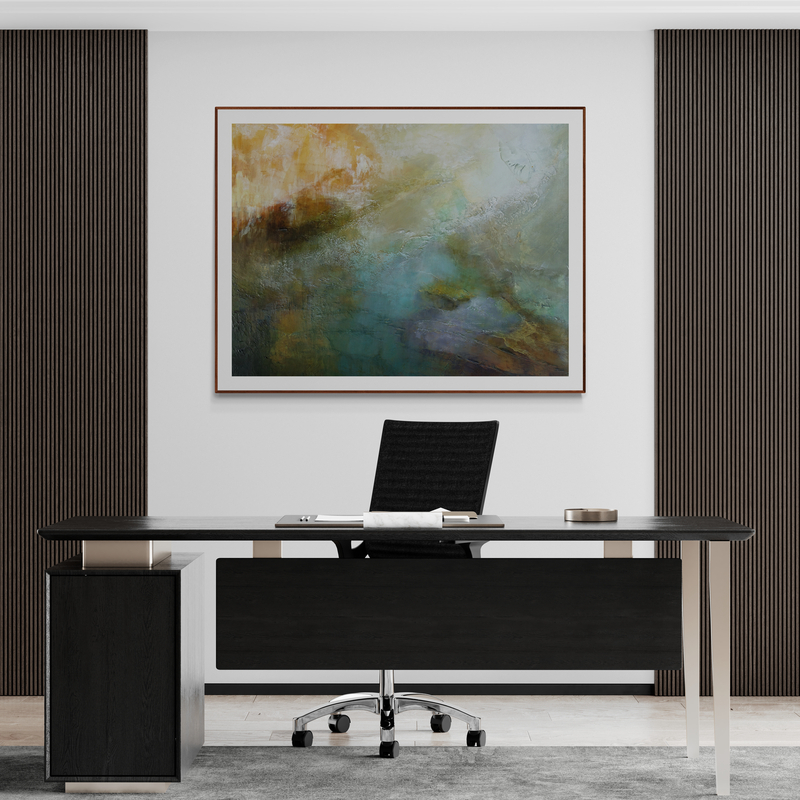 Canvy Sea Sand & Stone 1 Minimal Office With Accent Wall