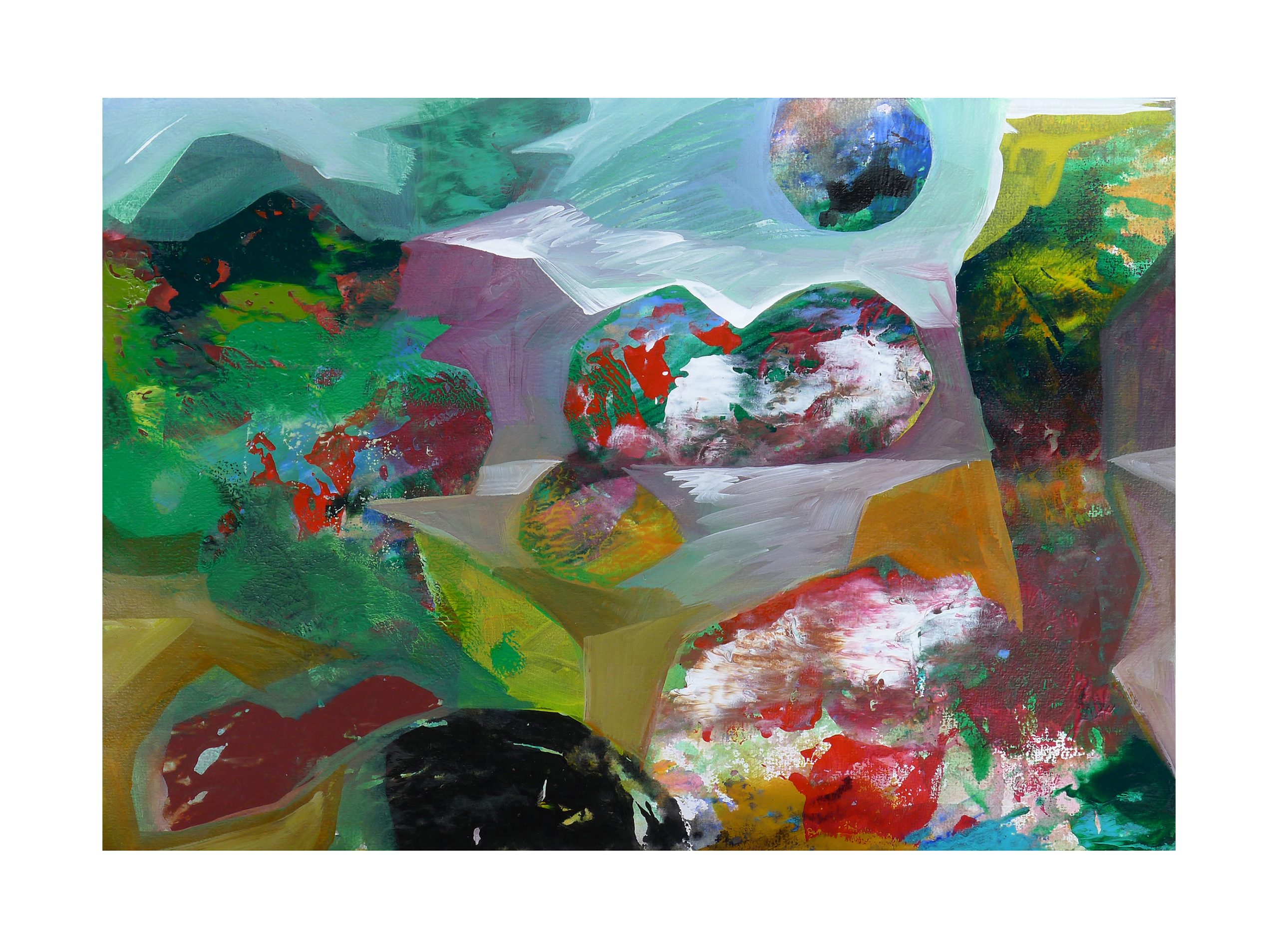 'daydream' Acrylic On 300gsm Paper 30x42cm Mounted On Wood Dec '22 Matted