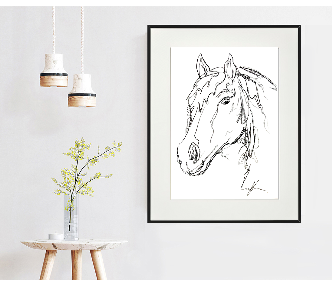 Sydney Artist Leni Kae Horse Framed Interior Design Art Living Room