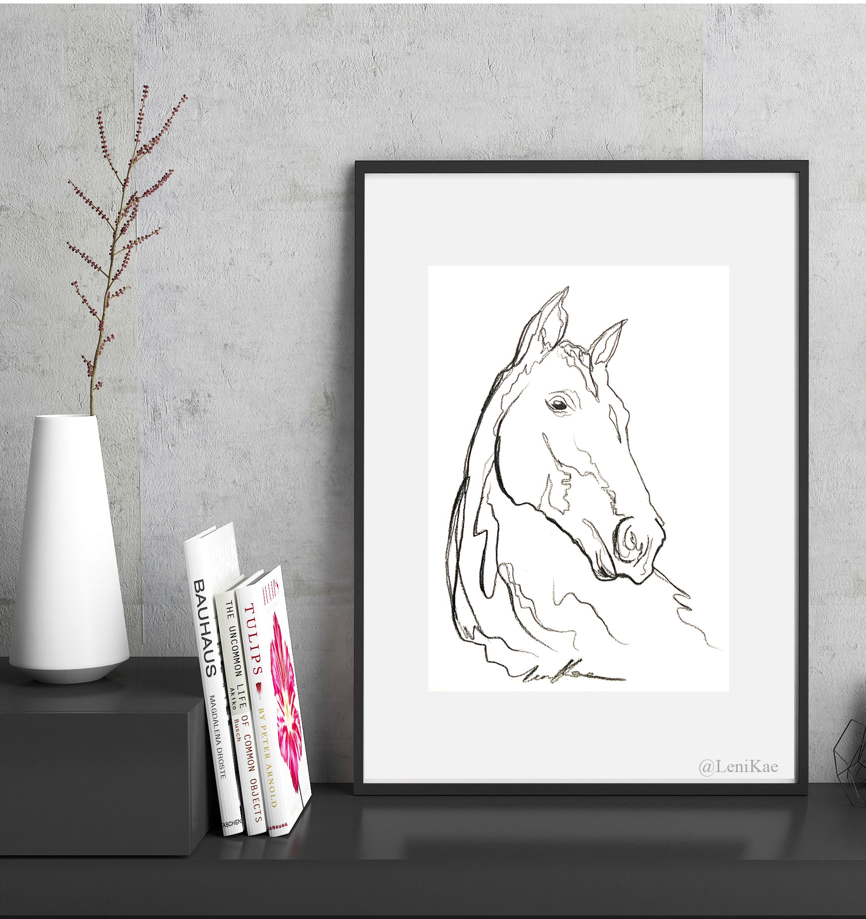 A5 Sydney Artist Leni Kae Horse Spirit Mini Framed Interior Design