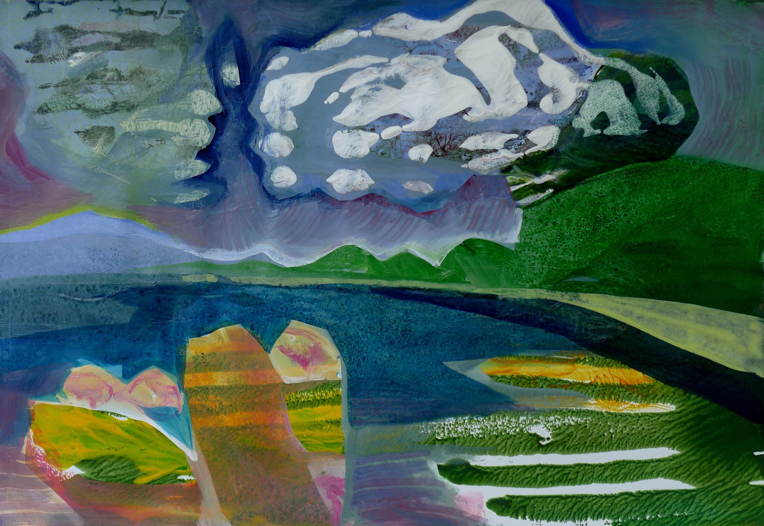 'stormclouds At Callala' Monoprint Painting 16.2'23