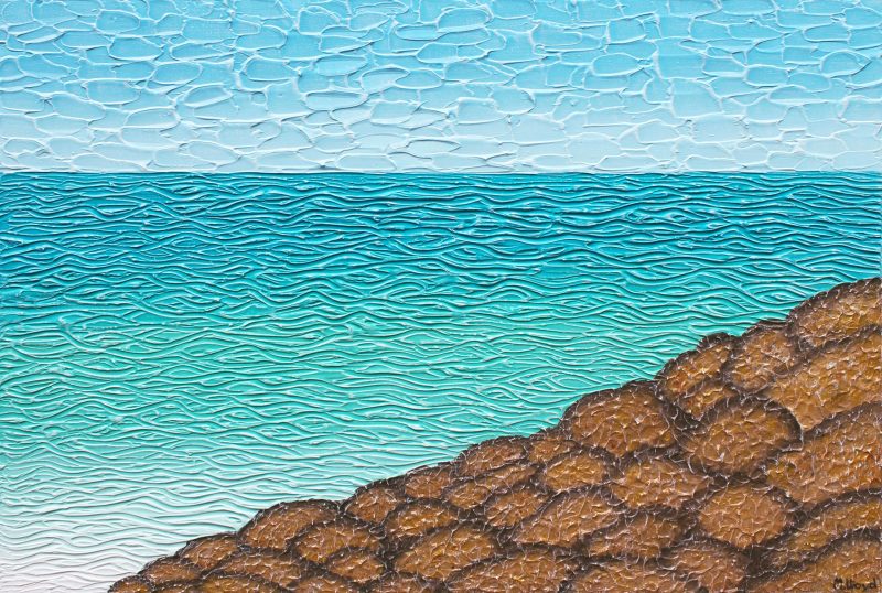 Coastal Beach Rocks Textured Impasto Abstract