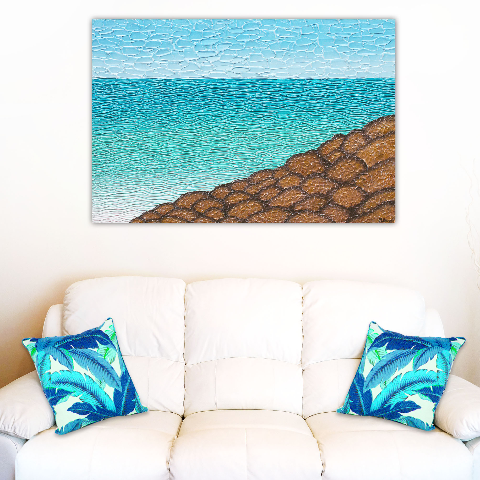 Lounge 2 Coastal Rocks Beach Textured Abstract Miranda Lloyd