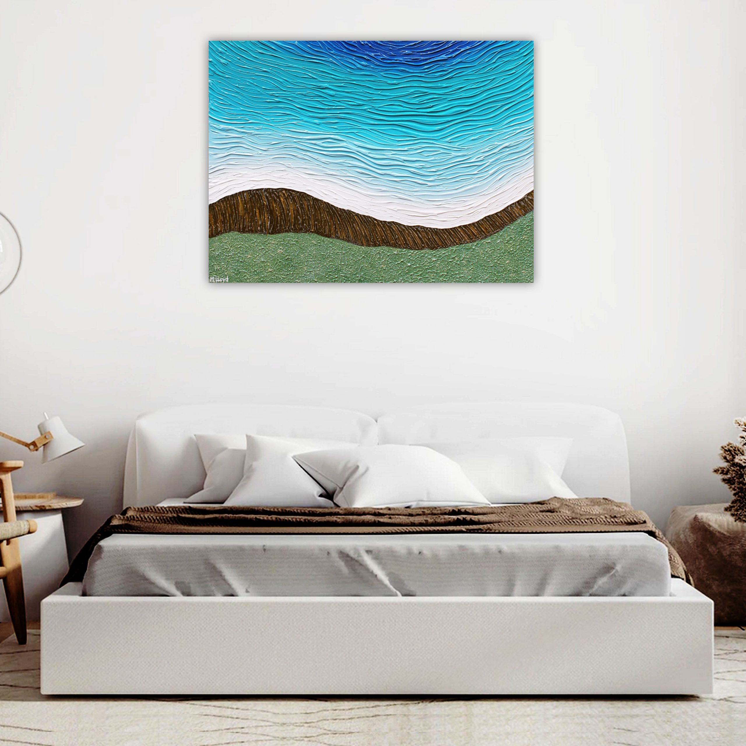 Bed Coastal Cliffs Textured Abstract Impasto Miranda Lloyd