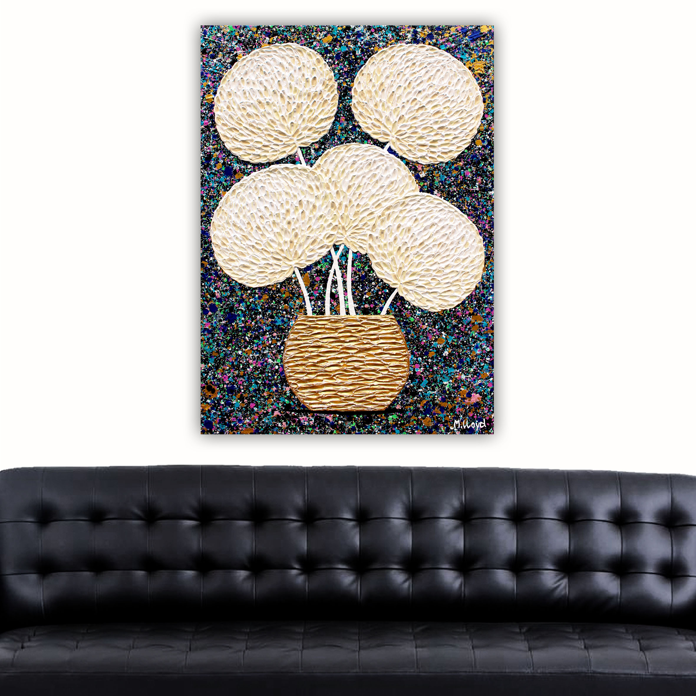 22 Lounge Flowers Textured Creams Blacks White