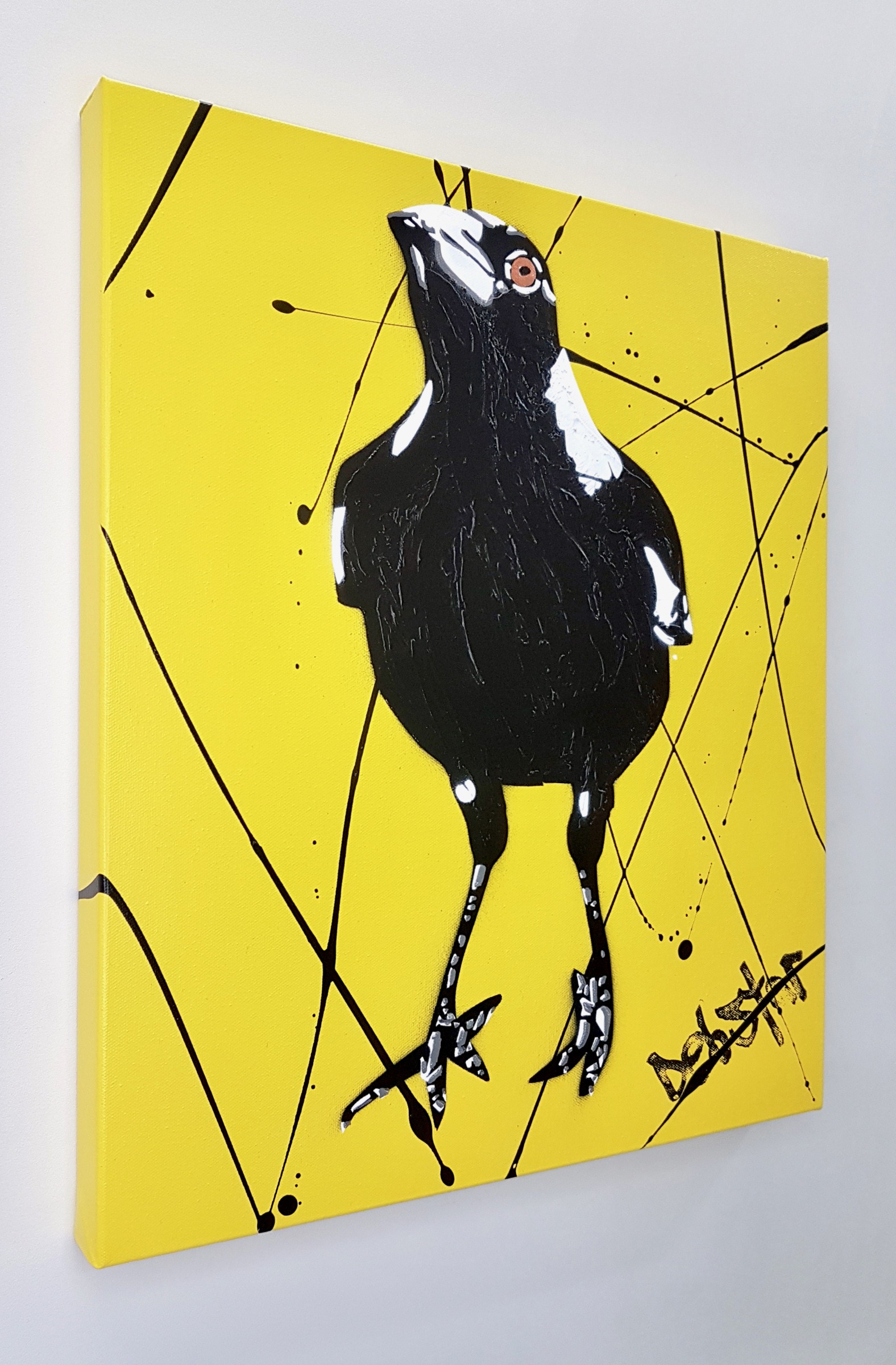 Magpie Yellow Pop Art Deborah Lang Art Urban Canvas 3