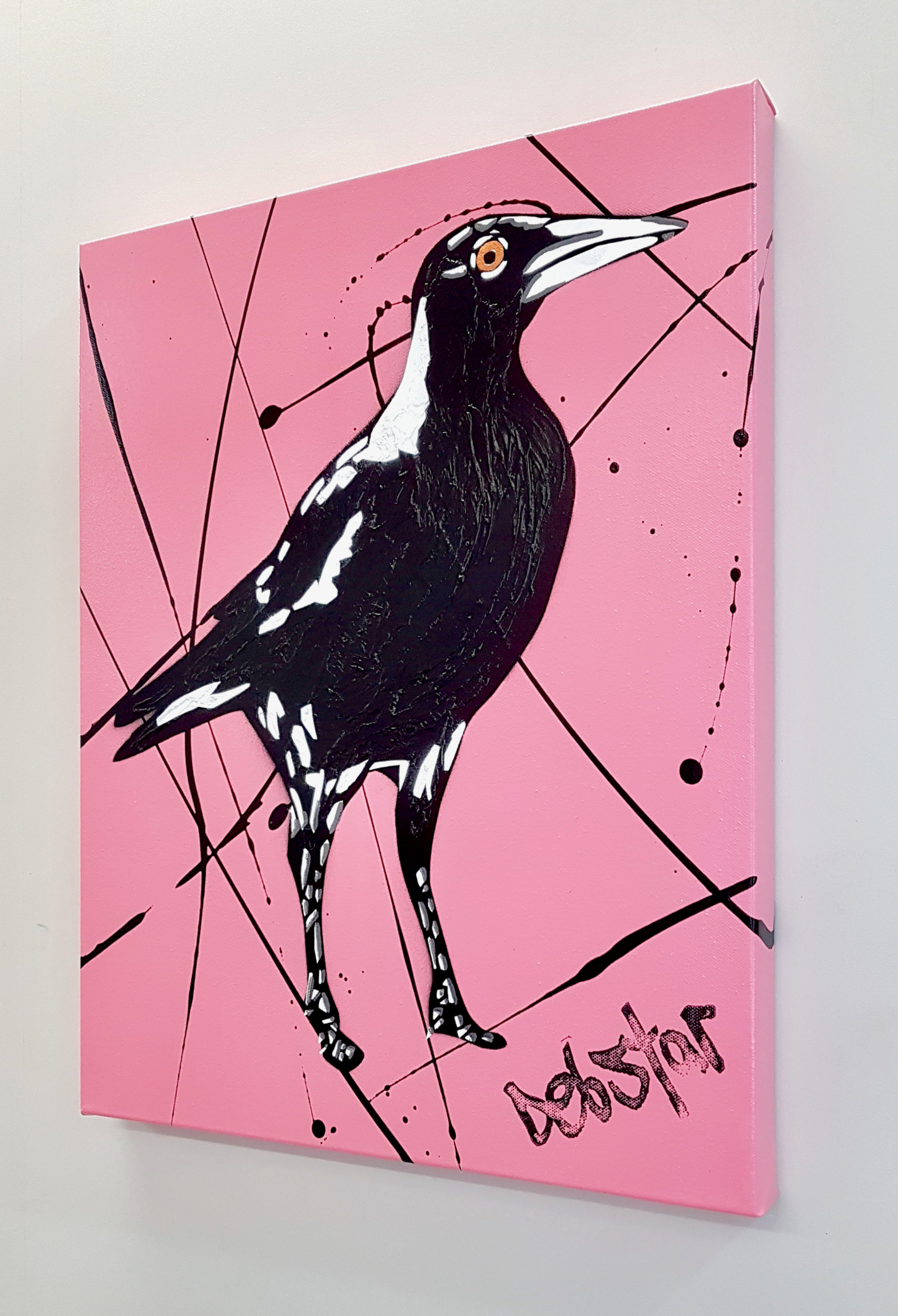 Magpie Pink Pop Art Deborah Lang Art Urban Canvas 3