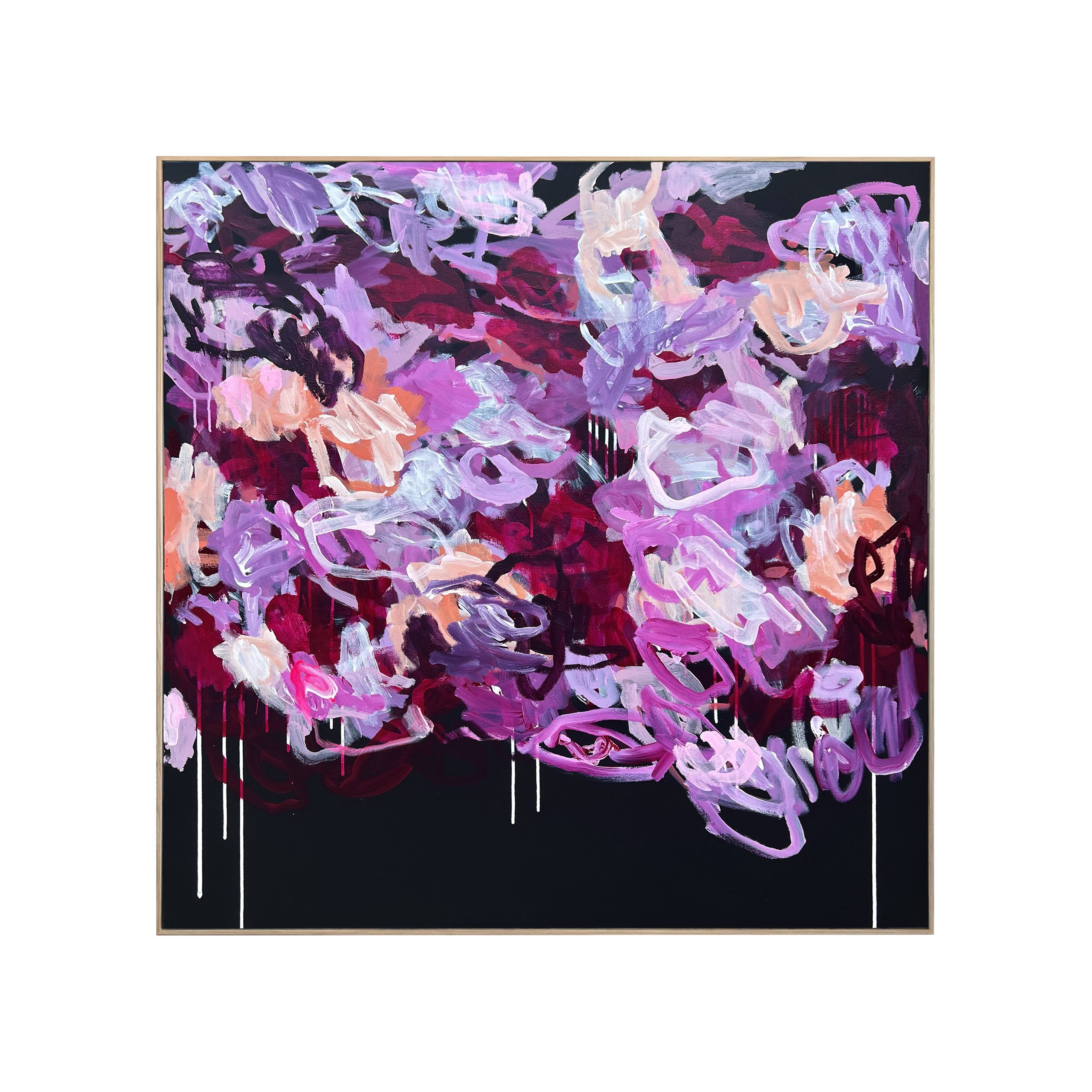 Chance Meeting At Midnight Rebecca Koerting Pink Modern Abstract Frame
