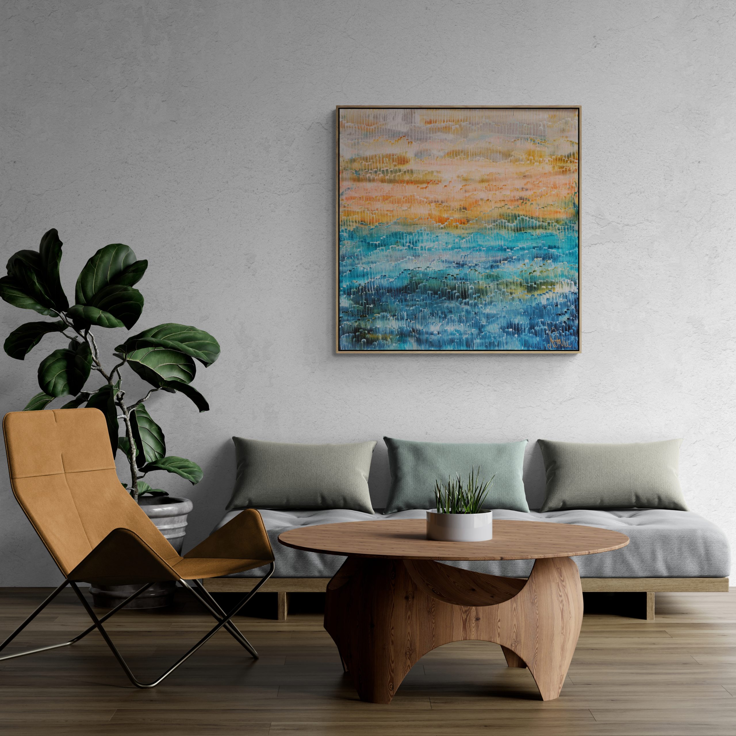 Modern Living Room With Tropical Plant (2)