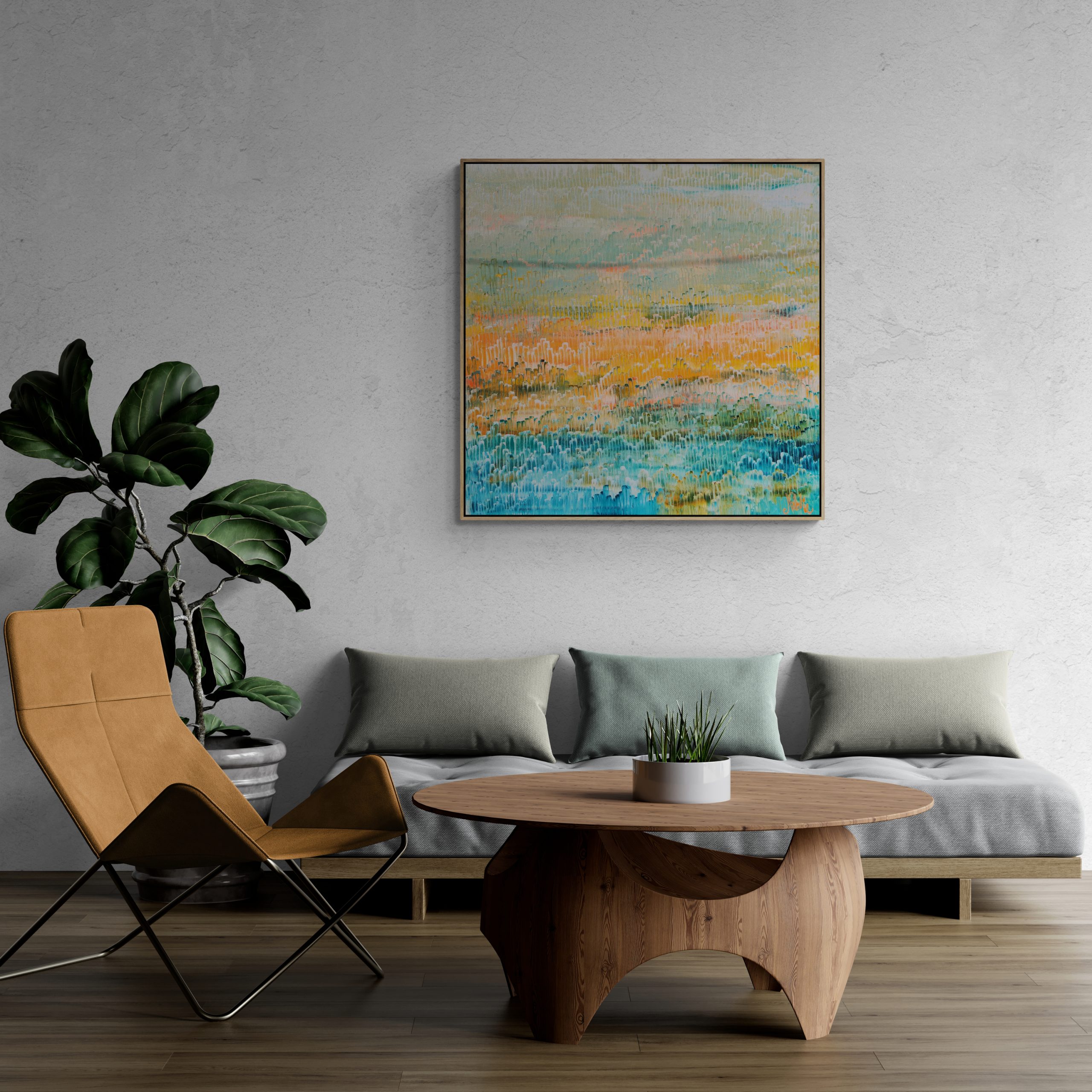 Modern Living Room With Tropical Plant (3)