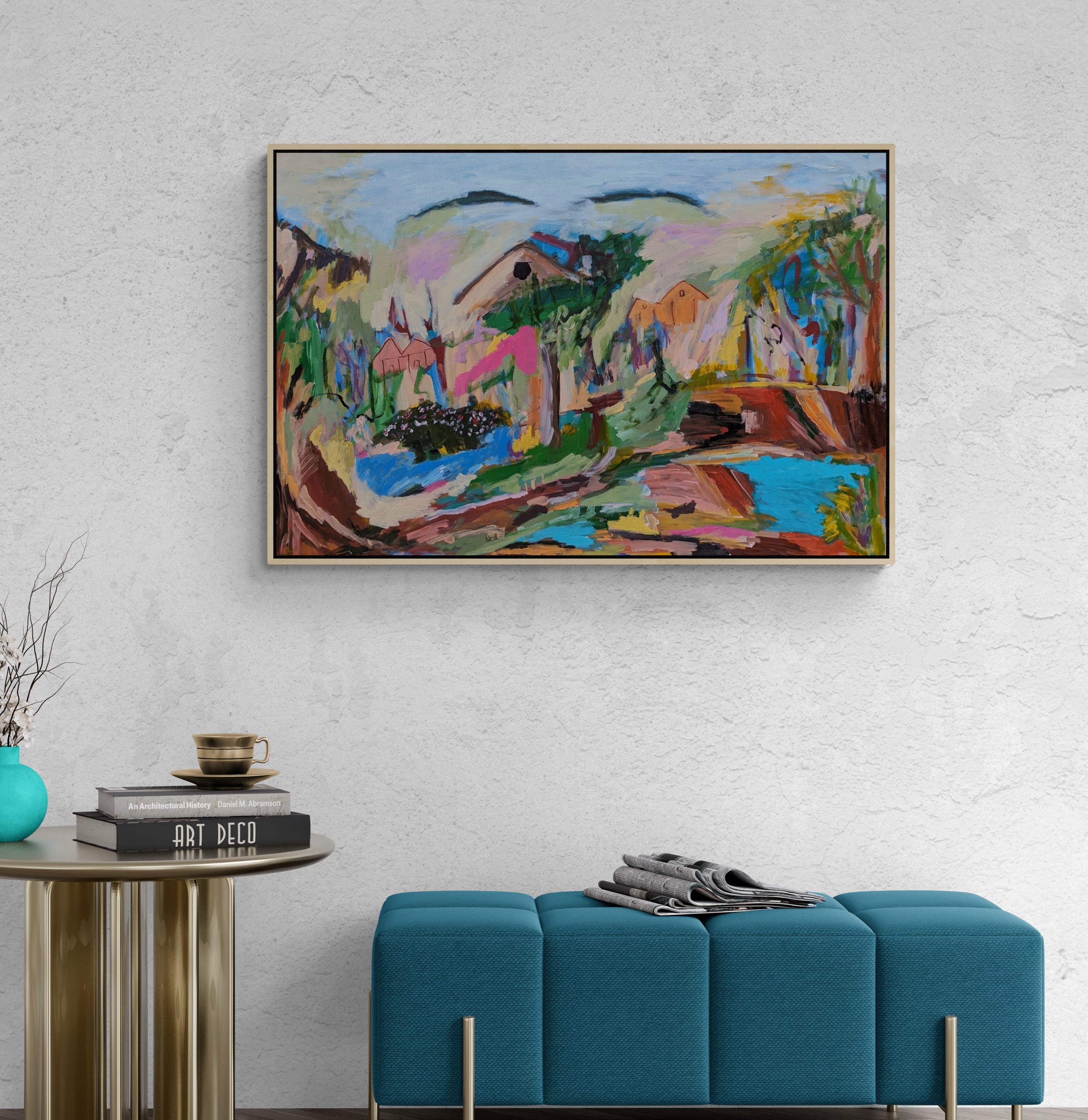 Living Room With Bench Sofa And Table (3)