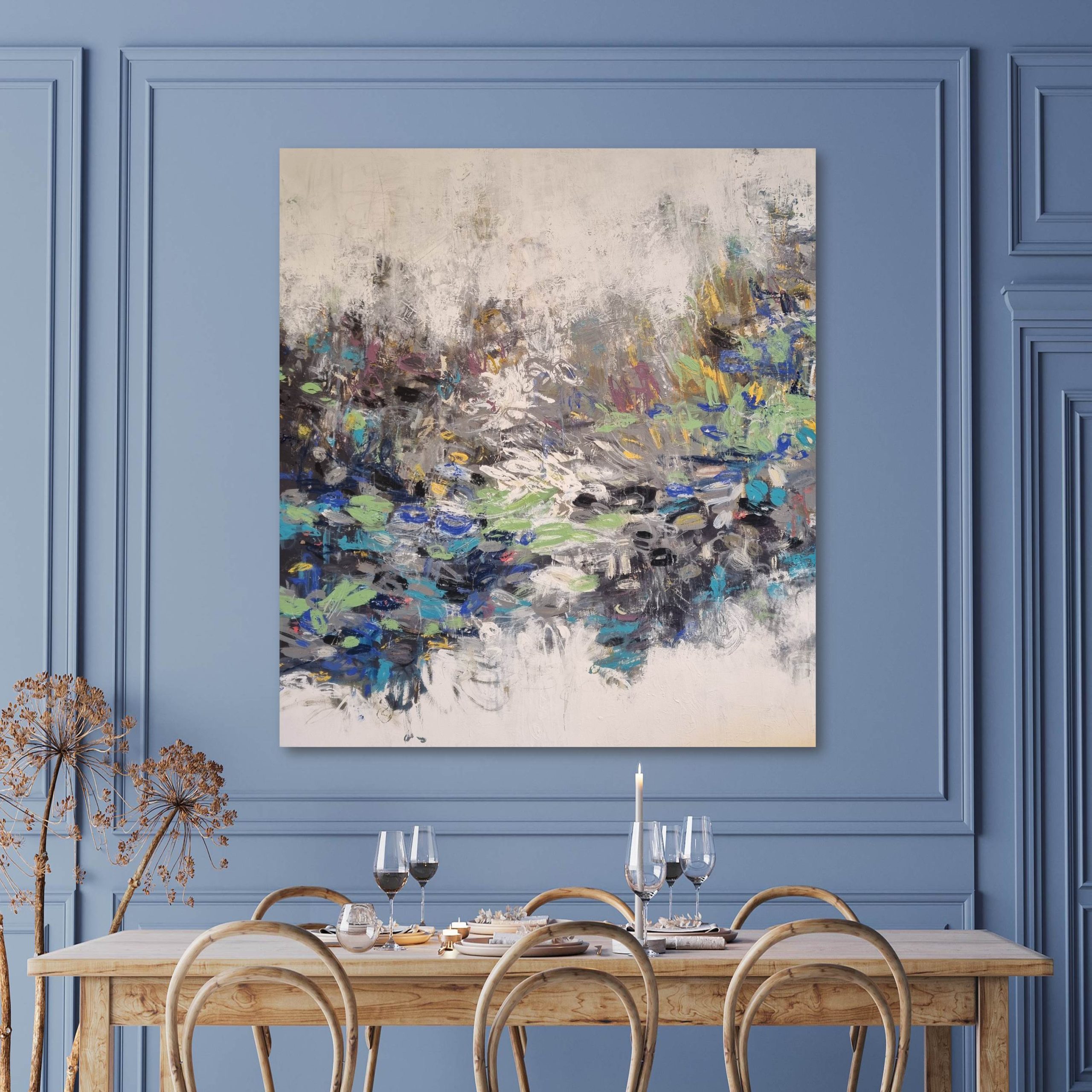 Bouquet Blue Wall Dining Rm
