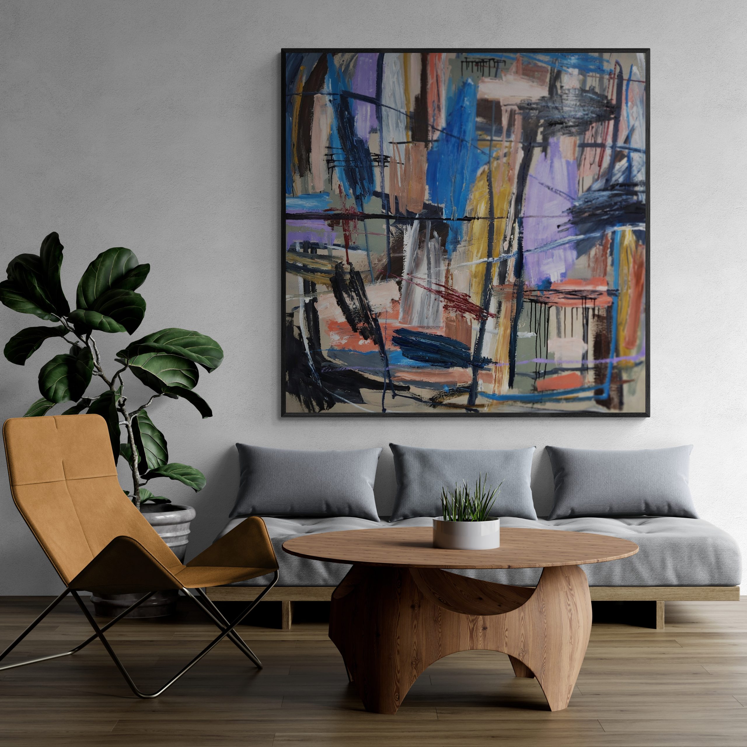 Modern Living Room With Tropical Plant (3)