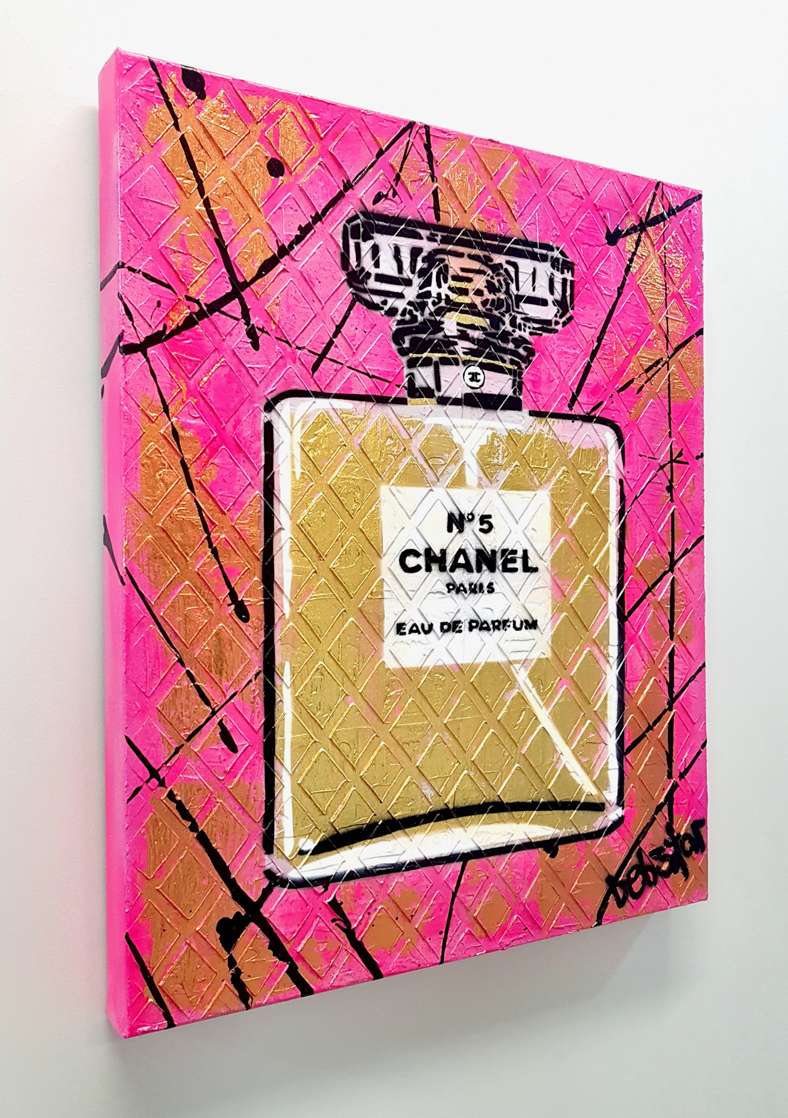 Chanel No5 Perfume Pink Pop Art Deborah Lang Art Urban Canvas 3
