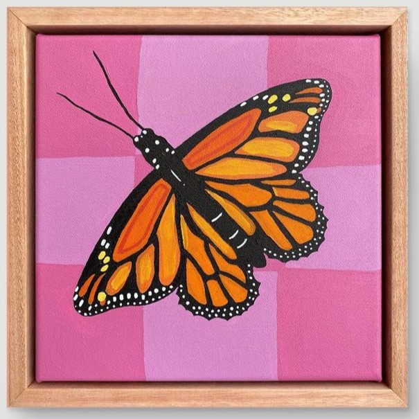 Monarch Butterfly with Pink Checks