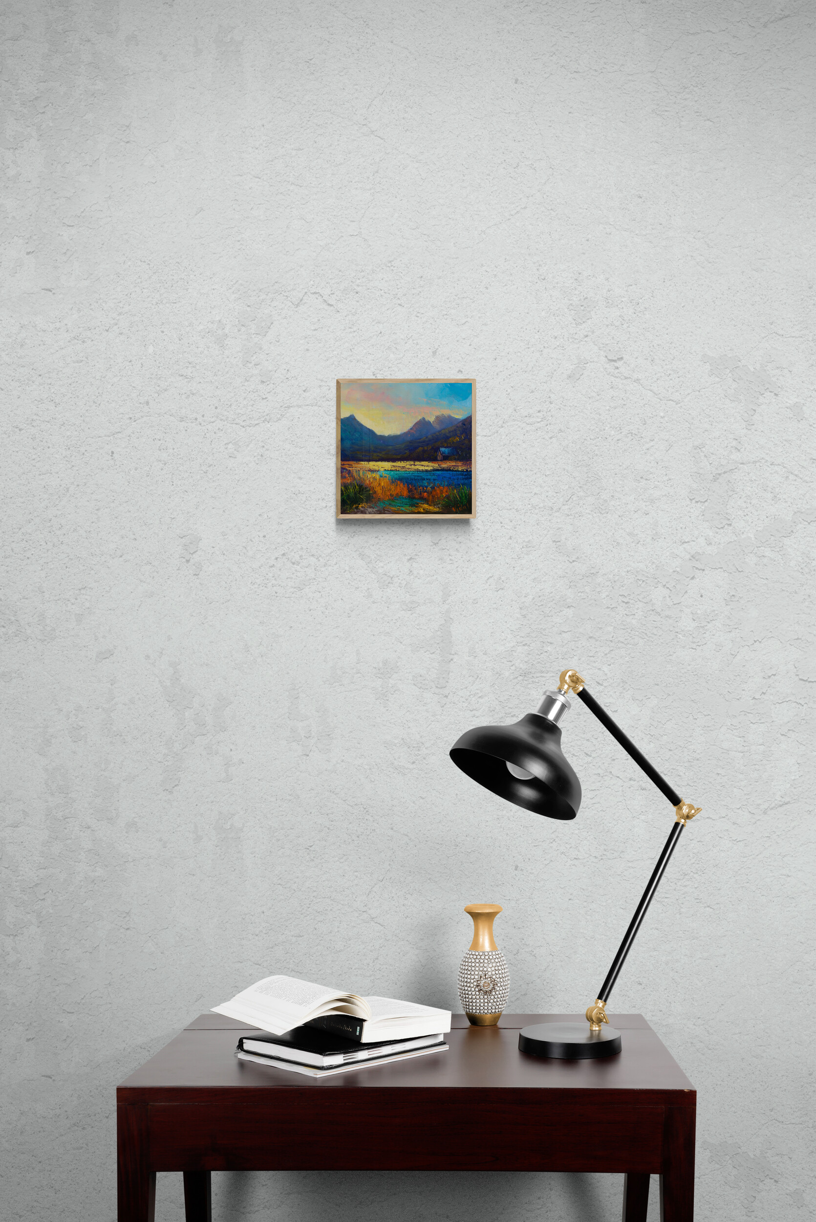 Small Desk With Black Lamp